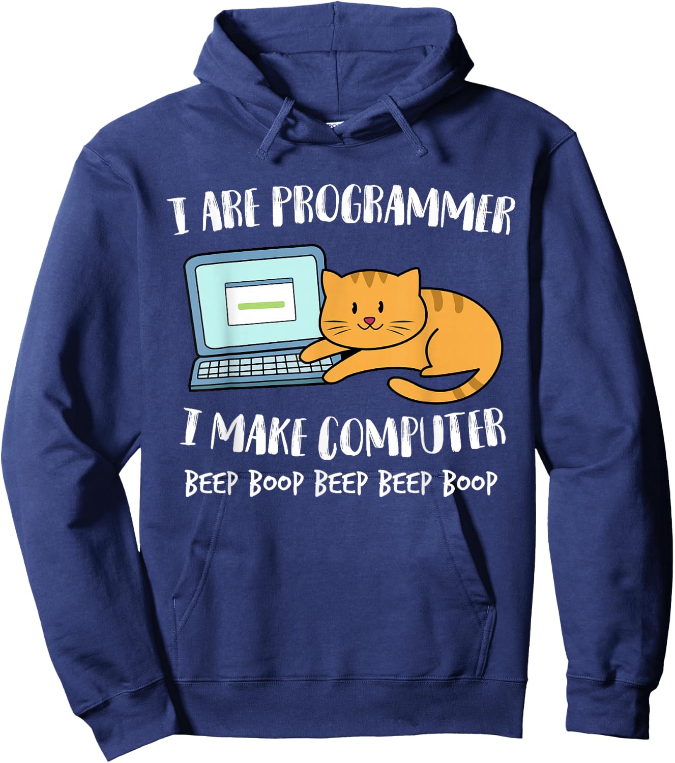 Funny I Are Programmer Programming Coding Nerd Cat Kitten Hoodie - Hoodie | Navy