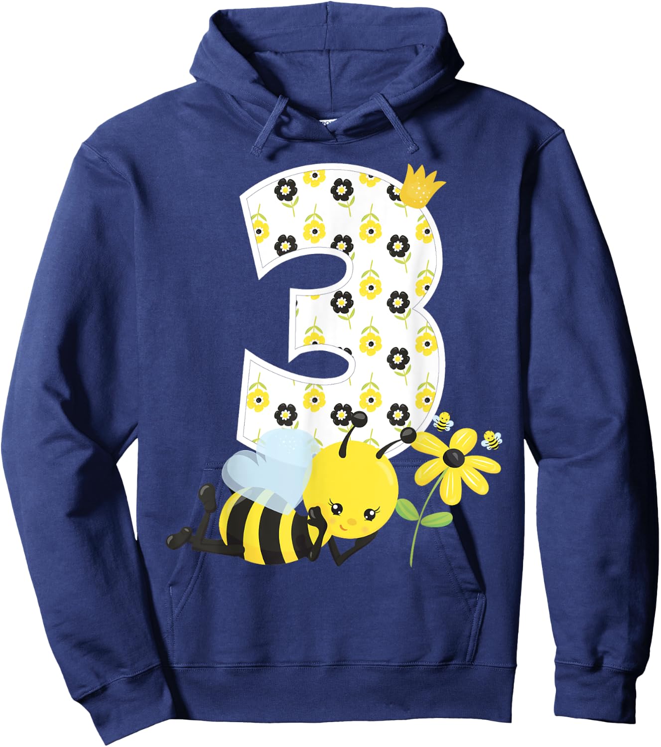 3rd Birthday Girl Bee Theme Bday 3 Year Old Matching Part Hoodie - Hoodie | Navy
