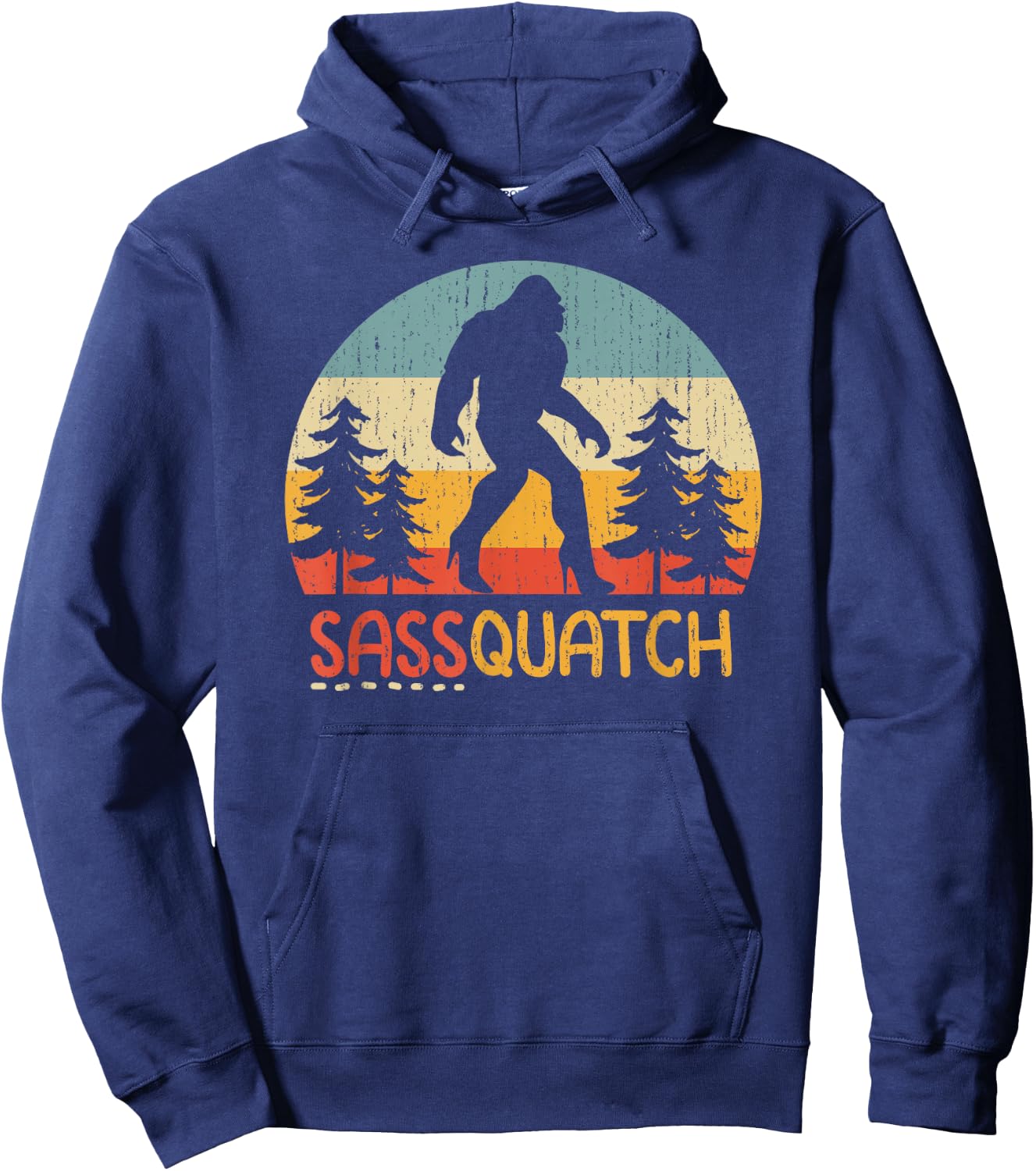Retro Sassquatch Girl Bigfoot In High Heels Feminine Bigfoot Funny Sasquatch - Women's Black Short Sleeve Classic Fit - Size 6 Hoodie - Hoodie | Navy