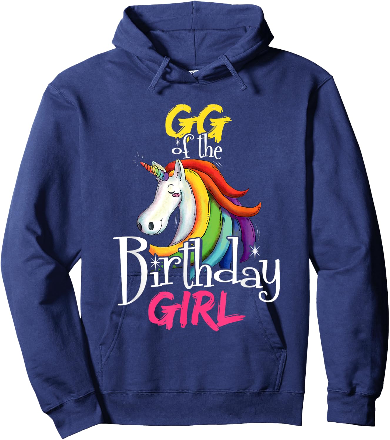 Gg Of The Birthday Girl Cute Floral Unicorn Face Gift Hoodie - Hoodie | Navy
