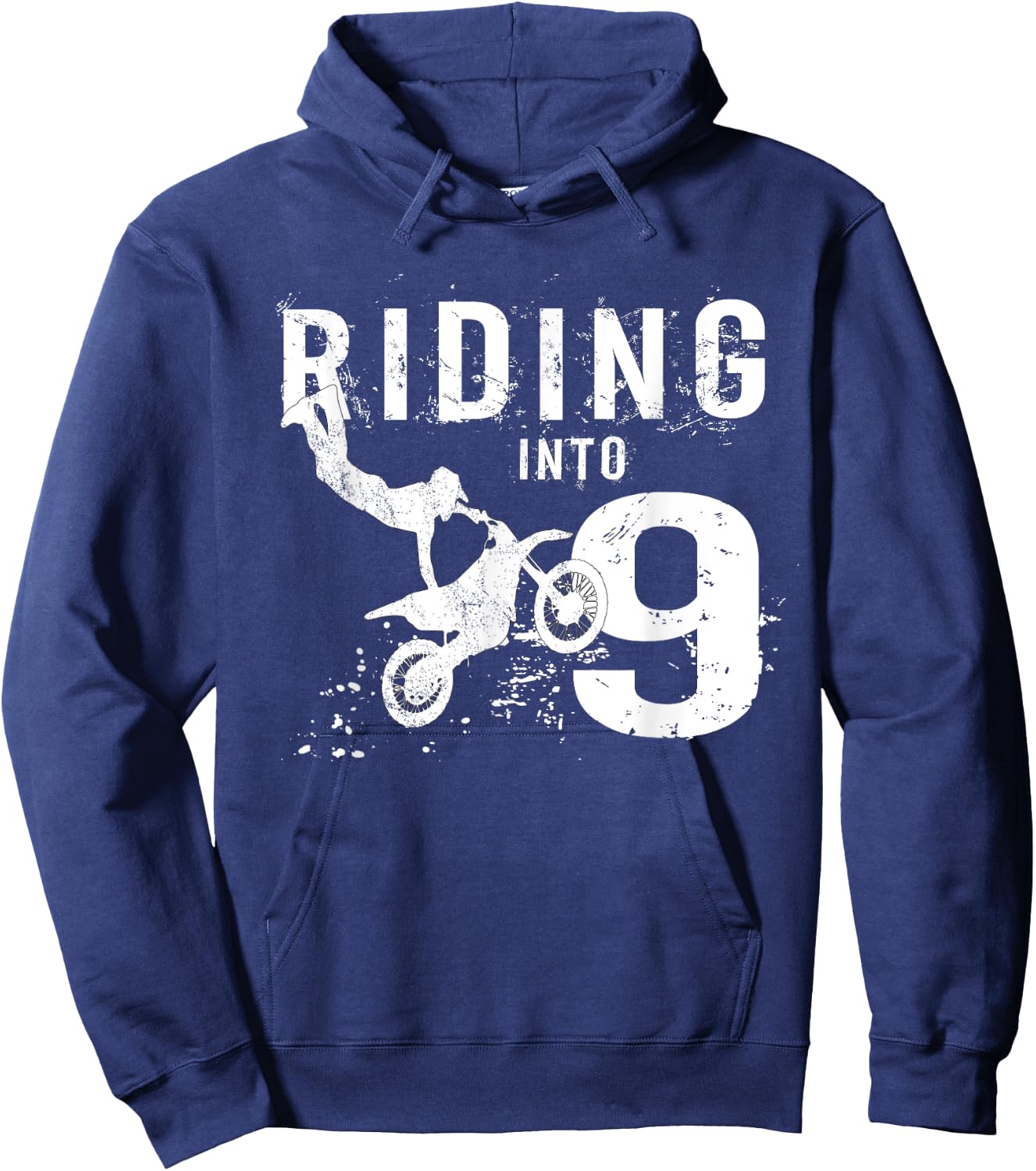 Riding Into 9 Years Old 9th Birthday Boy Dirt Bike Party Hoodie - Hoodie | Navy