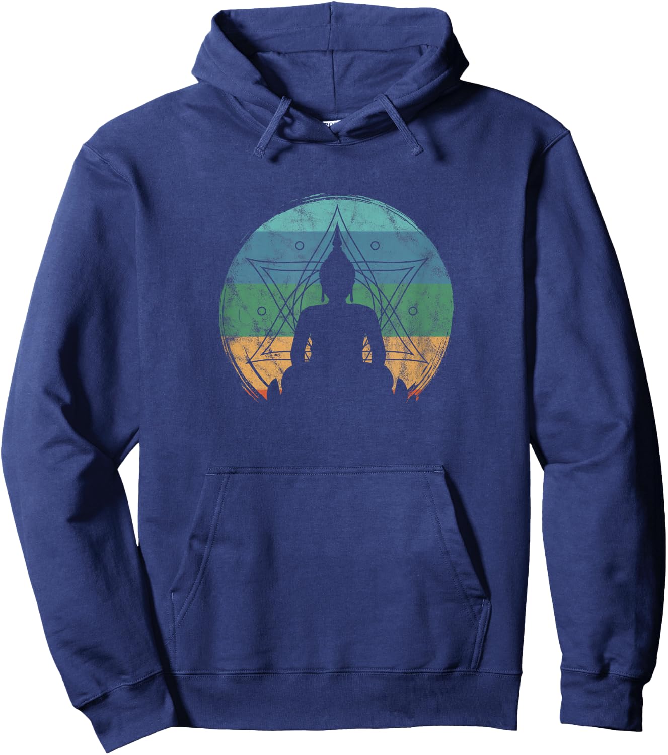 Retro Buddha Buddhist Yoga Spiritual Meditation Zen Hoodie - Hoodie | Navy