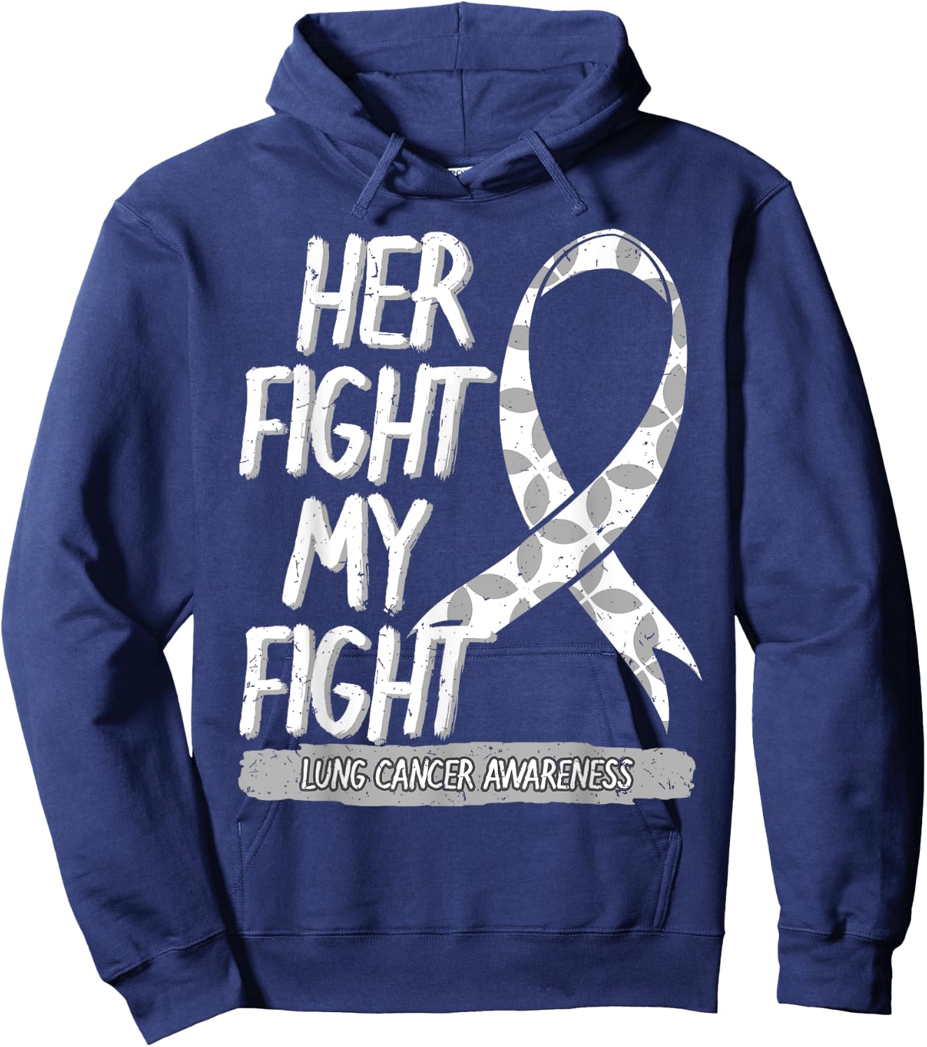 Lung Cancer Awareness White Ribbon Carcinoma Patient Gift Hoodie - Hoodie | Navy