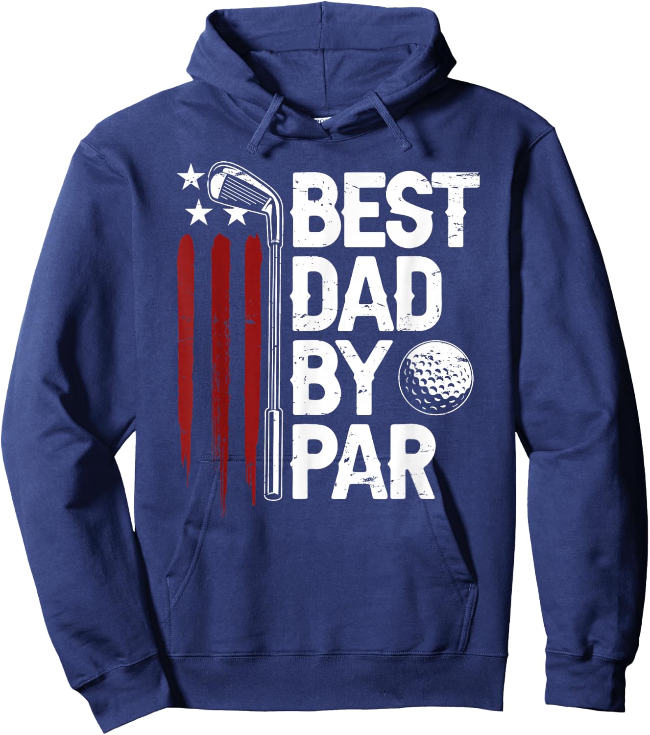 Golf Best Dad by Par Daddy Golfer American Flag Father's Day Hoodie - Hoodie | Navy