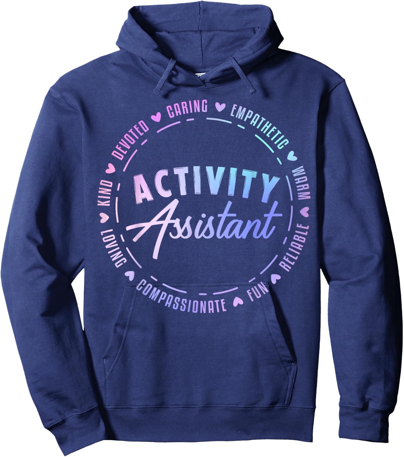 Activity Assistant Appreciation Designs -Adults , Black, Small, Short Sleeve Hoodie - Hoodie | Navy