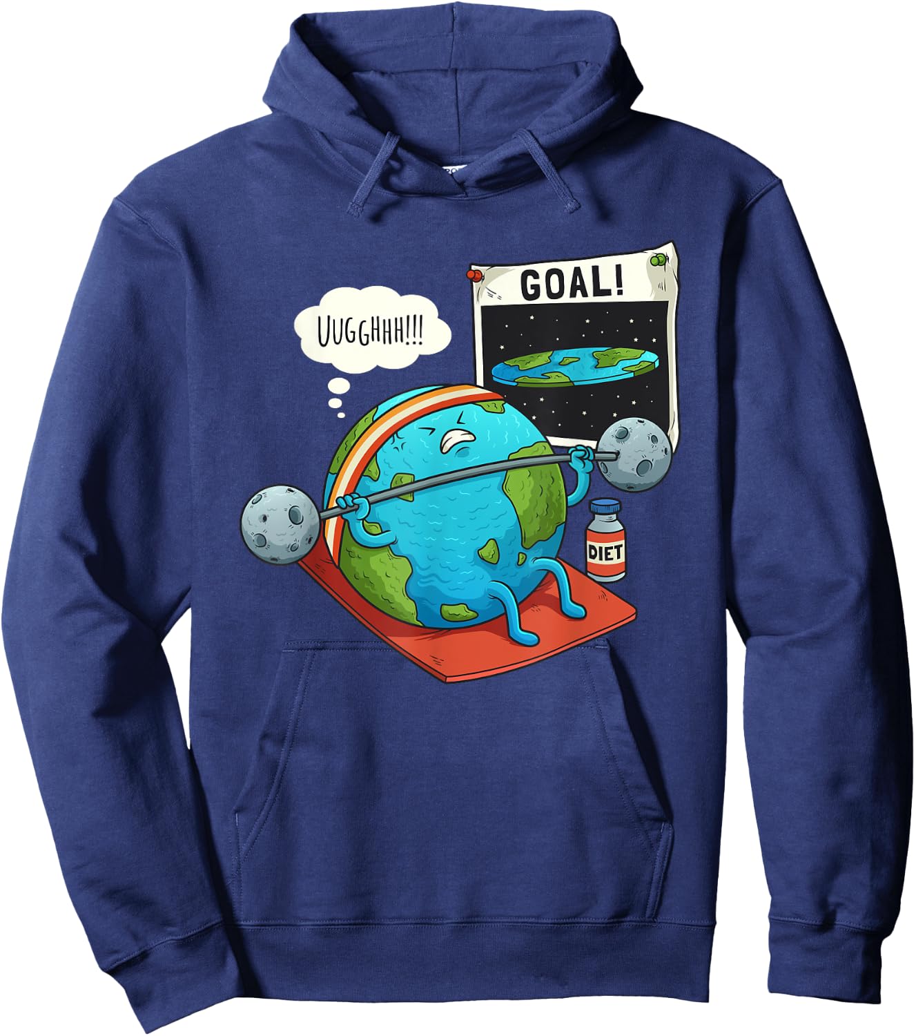 Funny Flat Earth Fitness Target Gym Workout Training Meme Hoodie - Hoodie | Navy