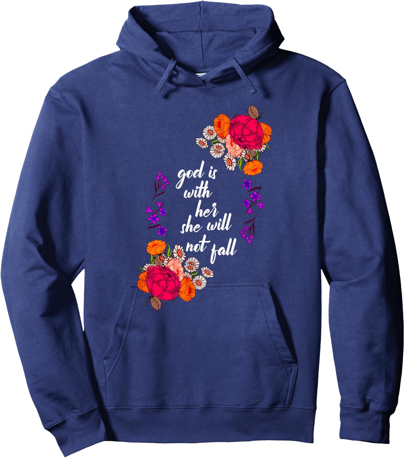 God Is With Her Biblical Quote Godly Sayings Christian Gift Hoodie - Hoodie | Navy
