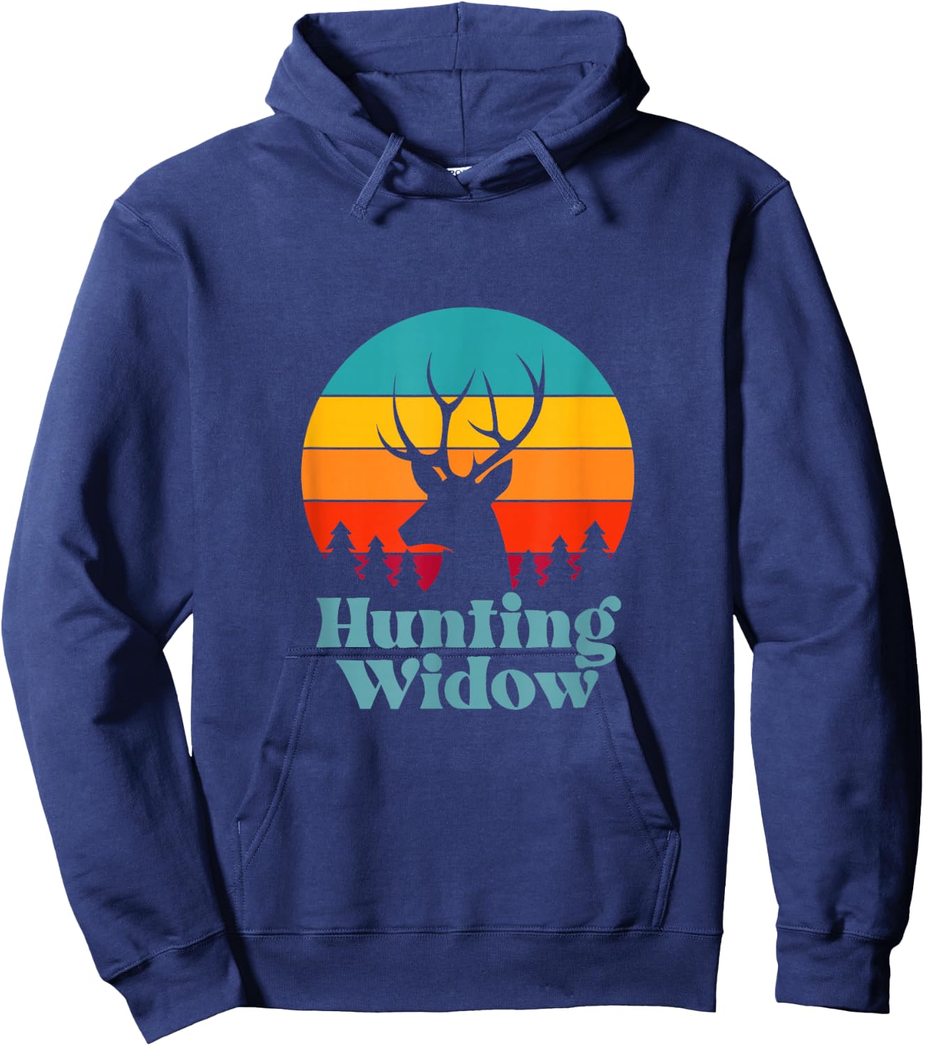 Retro Hunting Widow Deer Sunset Design Hoodie - Hoodie | Navy