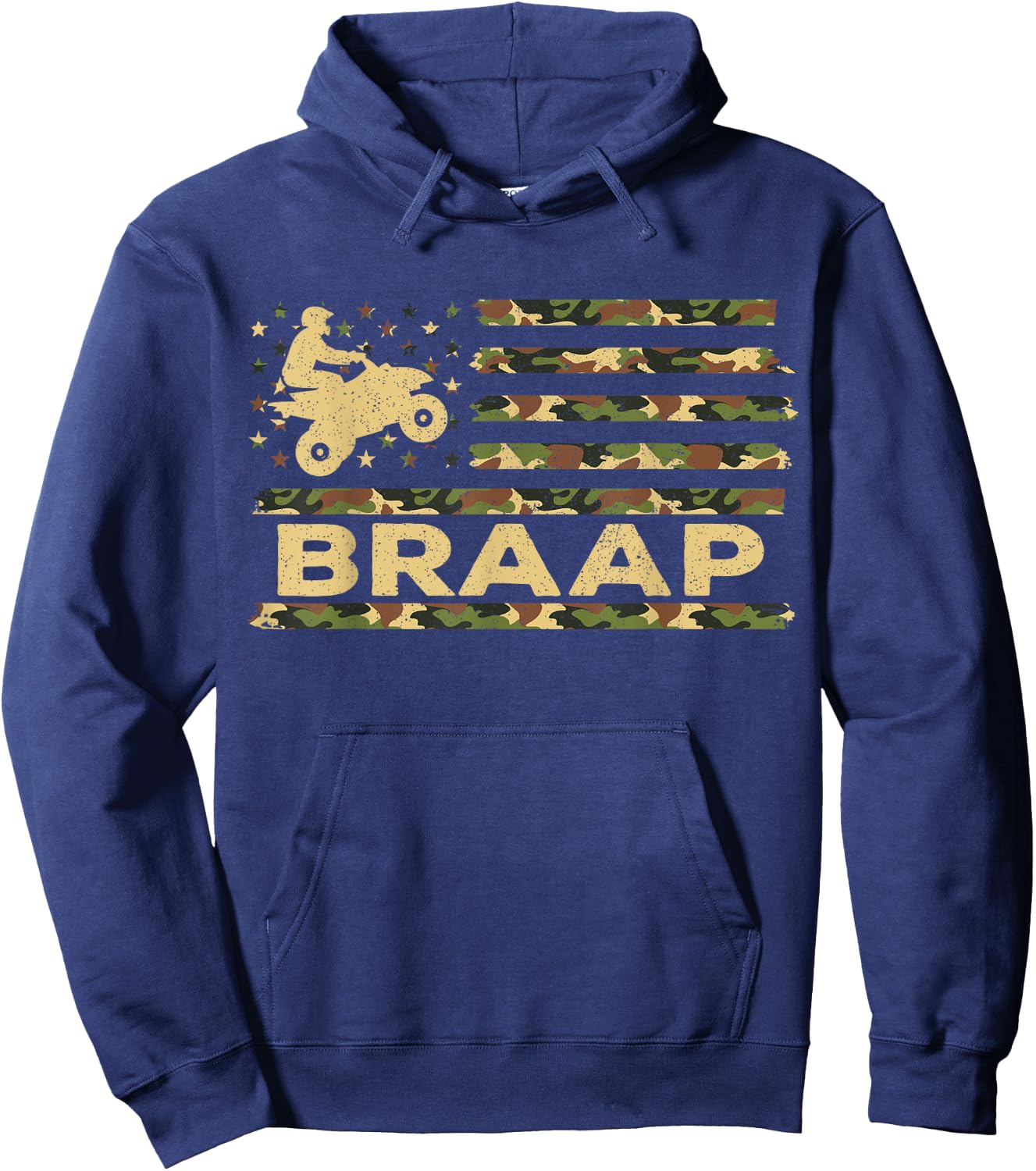 Braap Camouflage USA American Flag Quad Bike ATV Gift Hoodie - Hoodie | Navy