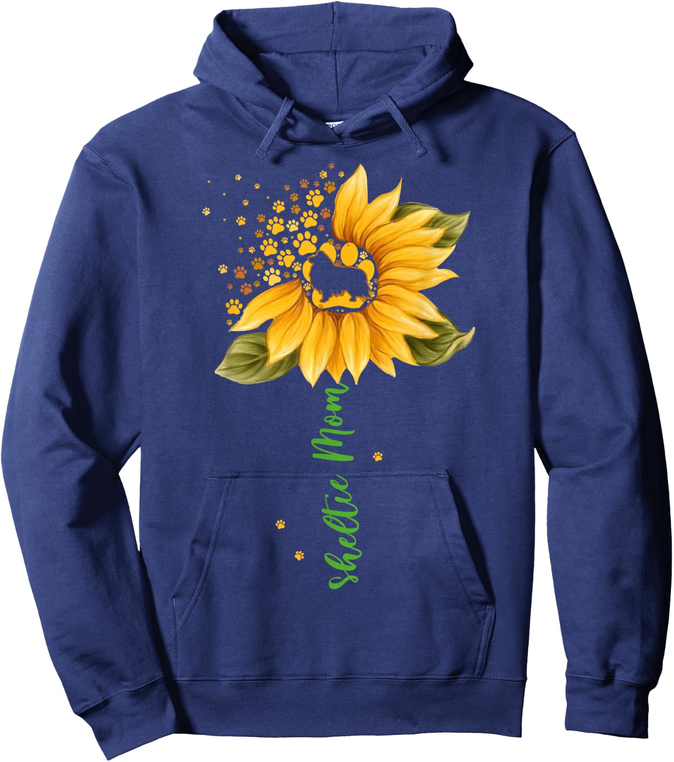 Sheltie Mom Cool Sunflower Shetland Sheepdog Dog Lover Gifts Hoodie - Hoodie | Navy