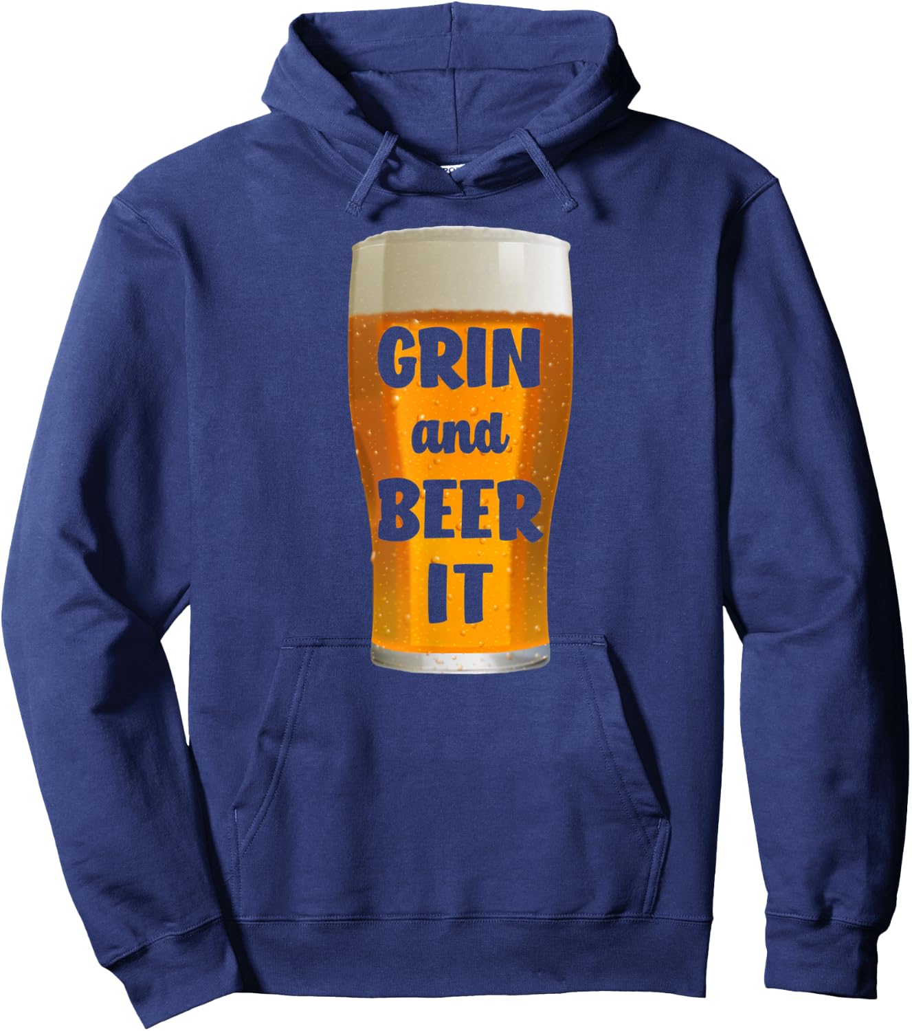 Grin and Beer It Funny Beer Hoodie - Hoodie | Navy