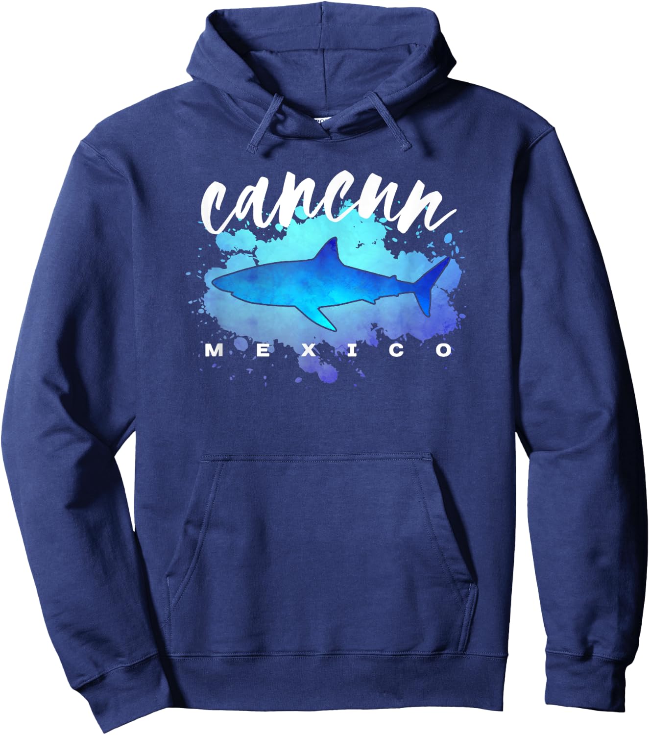 Cancun Mexico Beach Dive Spring Break Vacation Shark Graphic Hoodie - Hoodie | Navy