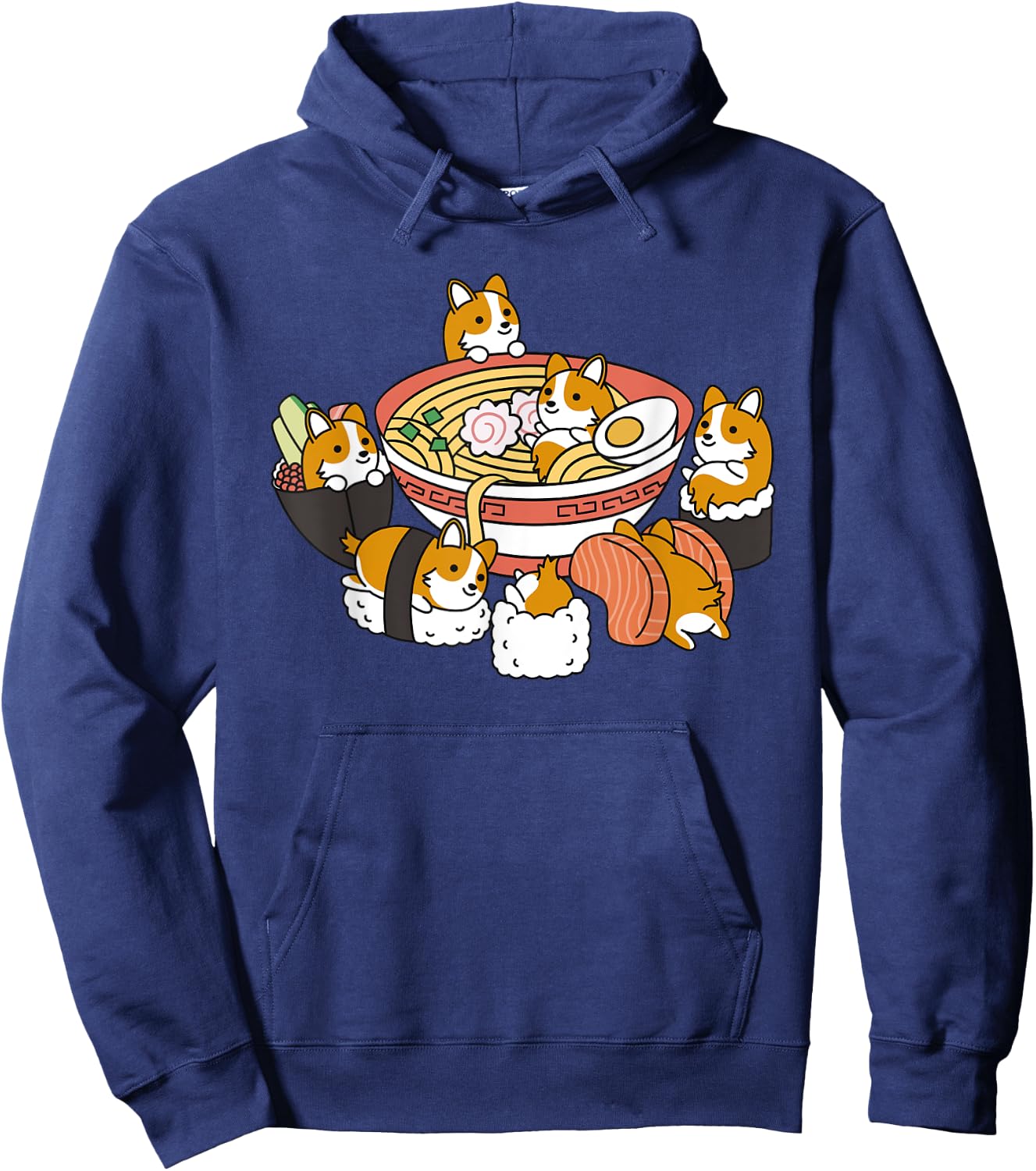Ramen Sushi Corgi Dog Hoodie - Hoodie | Navy