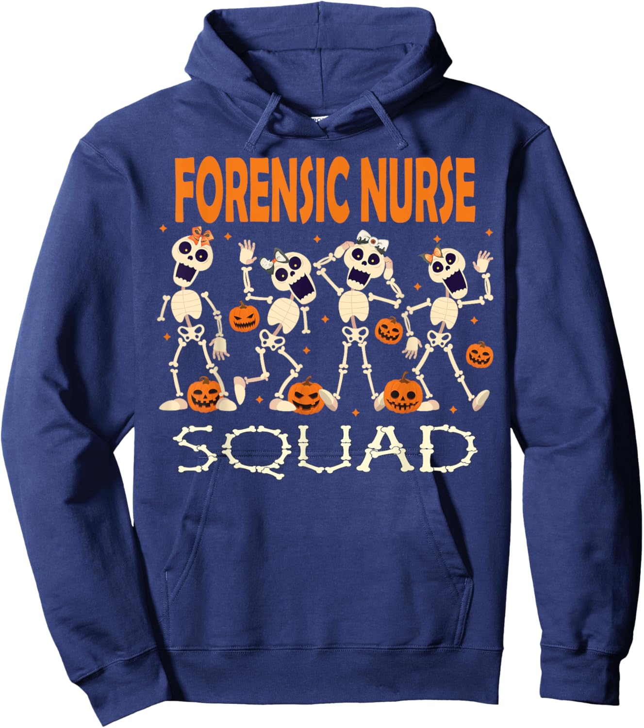 Nurse Squad Skeleton Pumpkin Spooky Halloween Forensic Nurse Hoodie - Hoodie | Navy