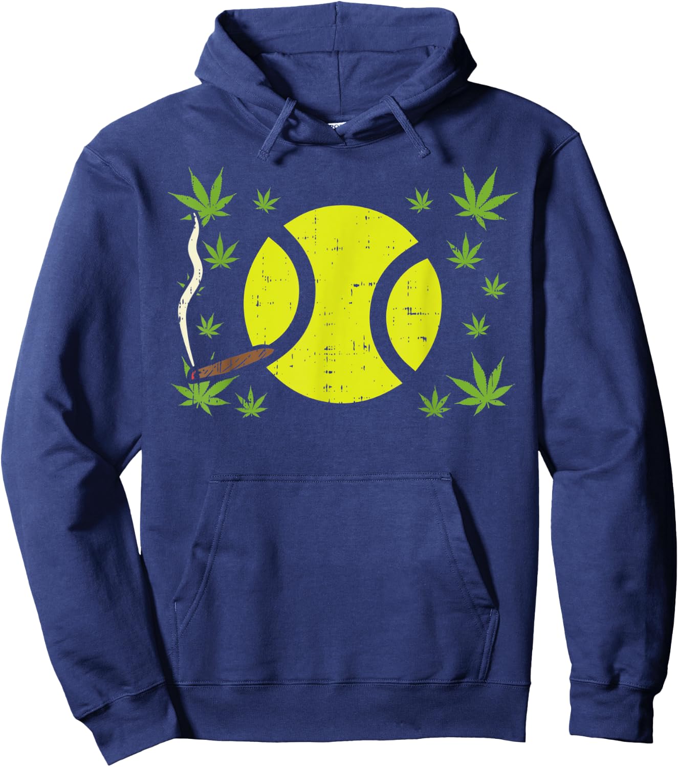 Tennis Ball Smoking Weed Cannabis 420 THC Blunt Stoner Gift Hoodie - Hoodie | Navy