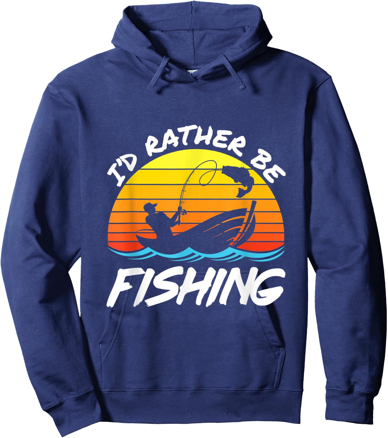 I'd Rather Be Fishing Fisherman Dad Retro Father's Day Hoodie - Hoodie | Navy