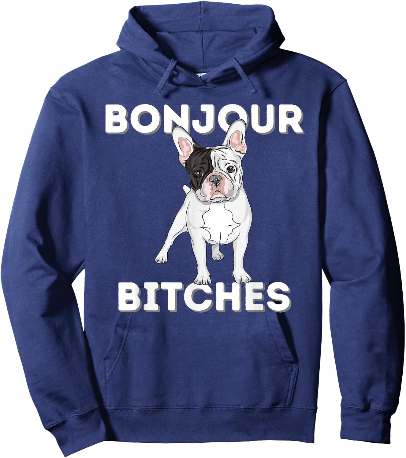 Bonjour - Funny French Bulldog Frenchie Dog Lover Women Hoodie - Hoodie | Navy