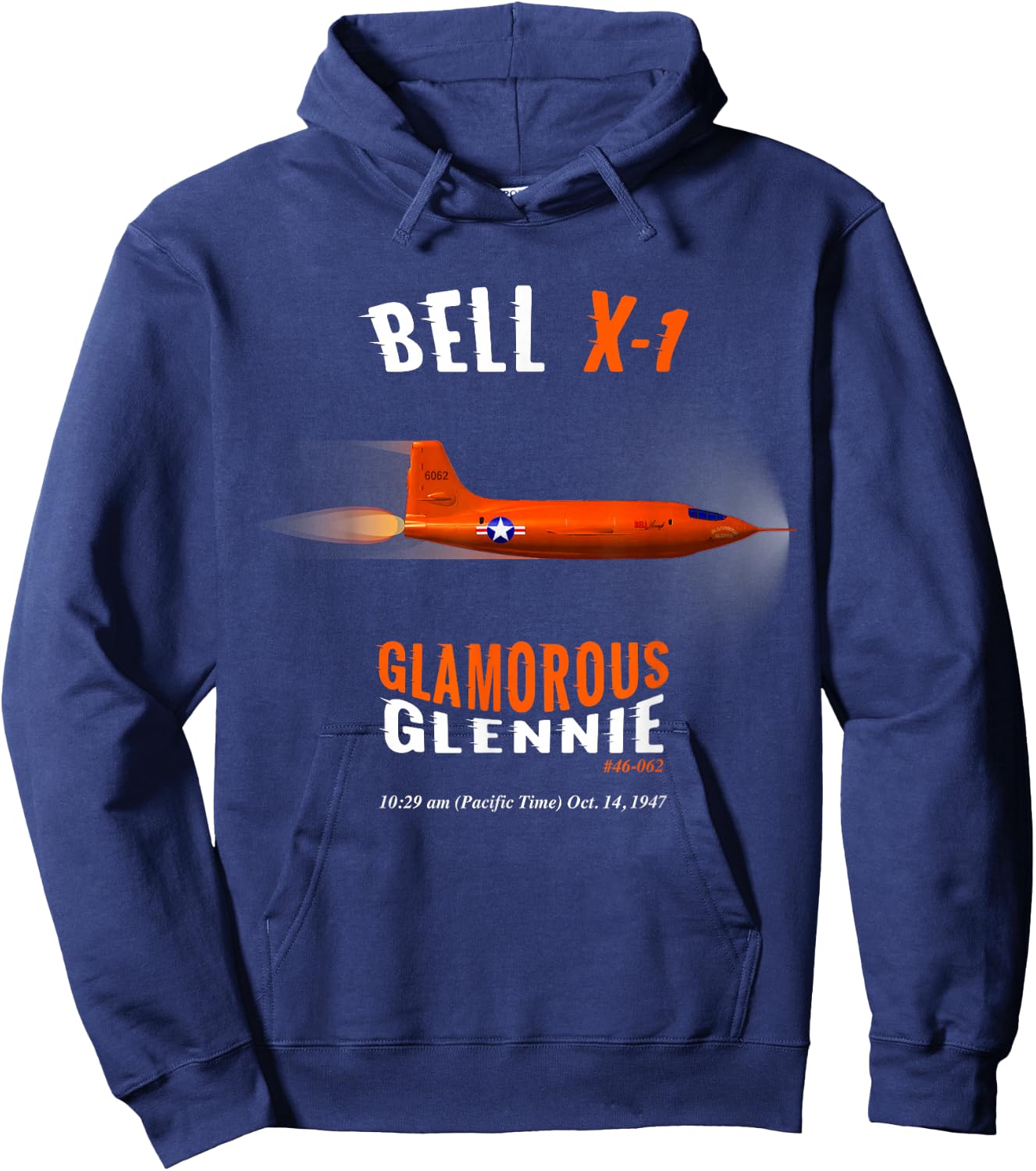 Bell X-1 Supersonic Rocket Aircraft Speed of Sound Mach 1 Hoodie - Hoodie | Navy
