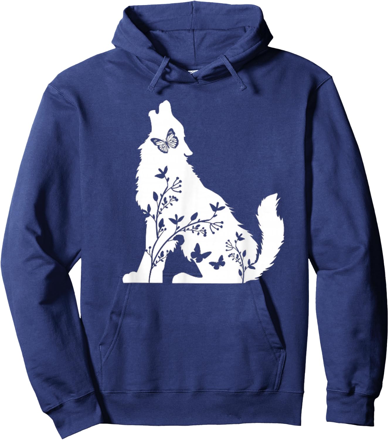 Wolf and Butterflies Cute Graphic Wolves Women Girls Hoodie - Hoodie | Navy
