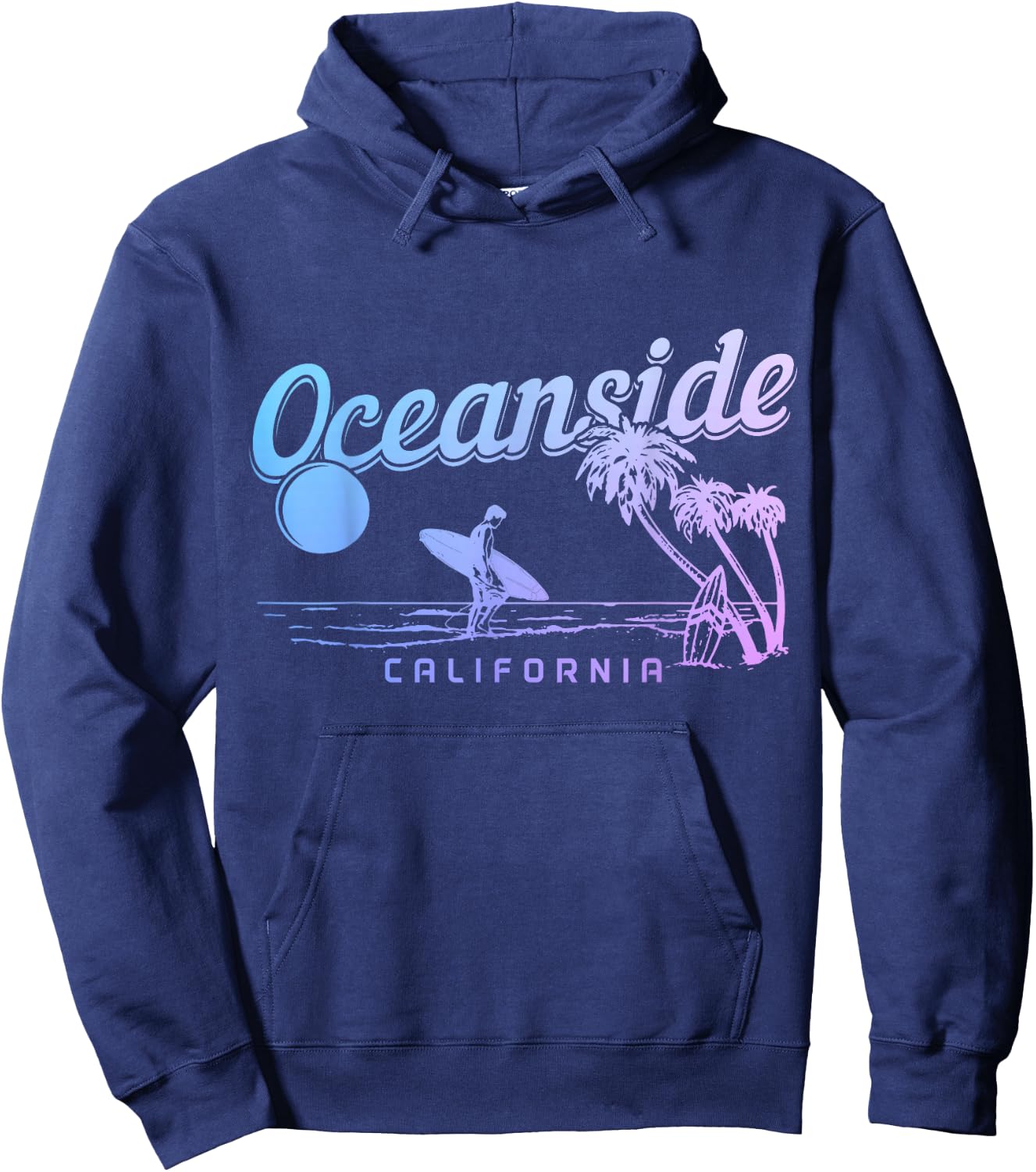 Oceanside California Surf Beach Vintage Souvenir Surfer Hoodie - Hoodie | Navy