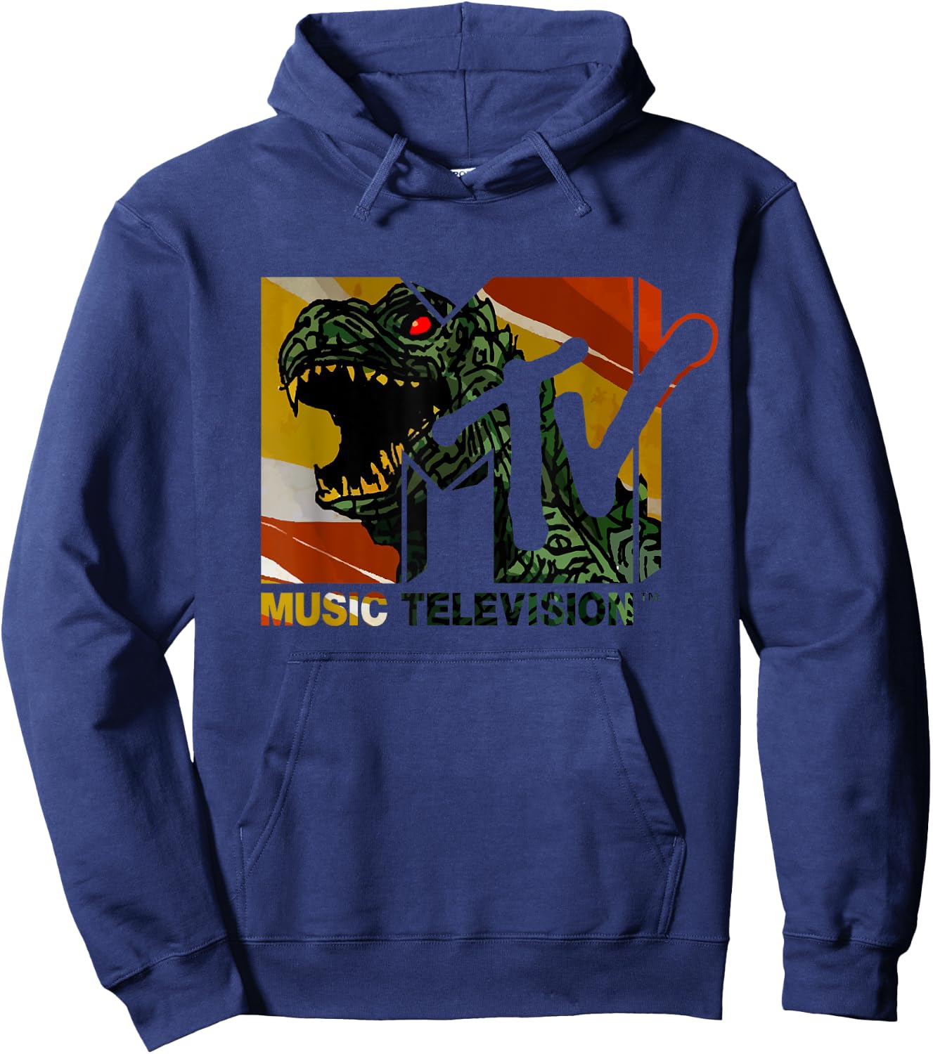 Mademark x MTV - MTV Logo Monster will Eat You Vintage Graphic Men & Women Hoodie - Hoodie | Navy