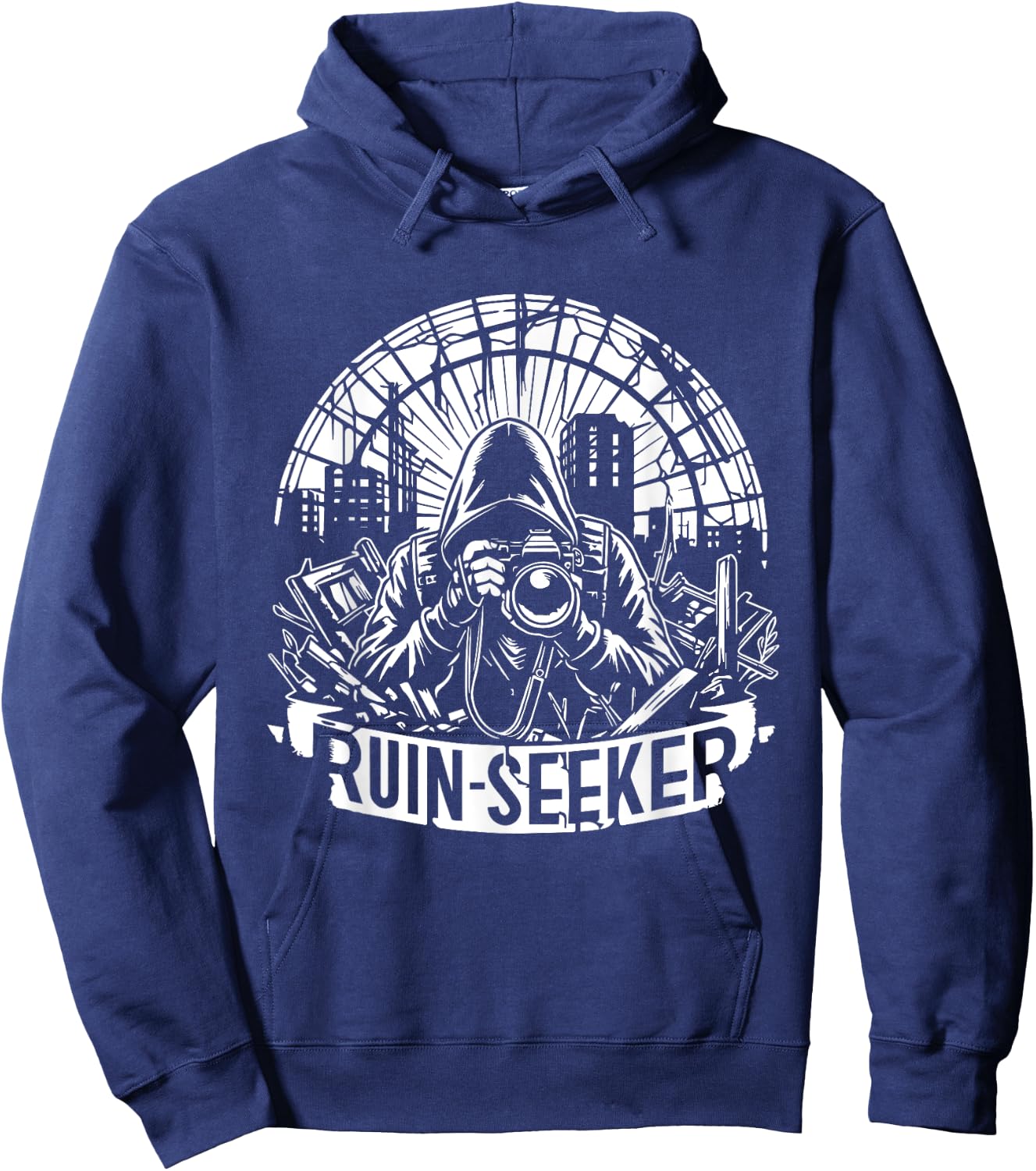 Retro Urban Explorer - Abandoned Places Vintage Ruin Seeker Hoodie - Hoodie | Navy
