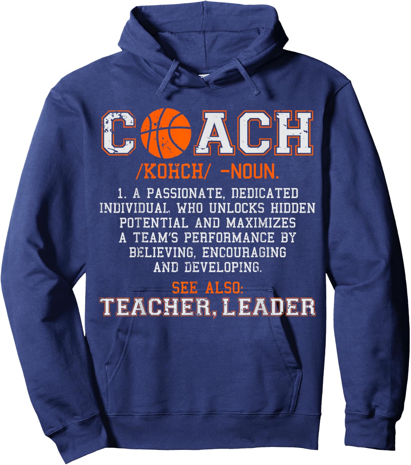 Basketball Coach Noun Definition Funny Men Women Sports Gifts Hoodie - Hoodie | Navy