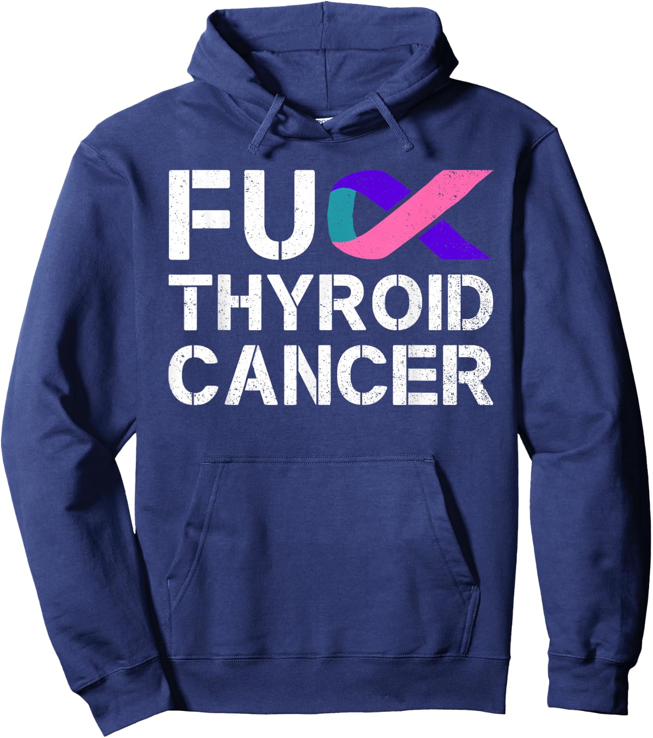 Fuck Thyroid Cancer Awareness Month Ribbon Survivor Fighter Hoodie - Hoodie | Navy