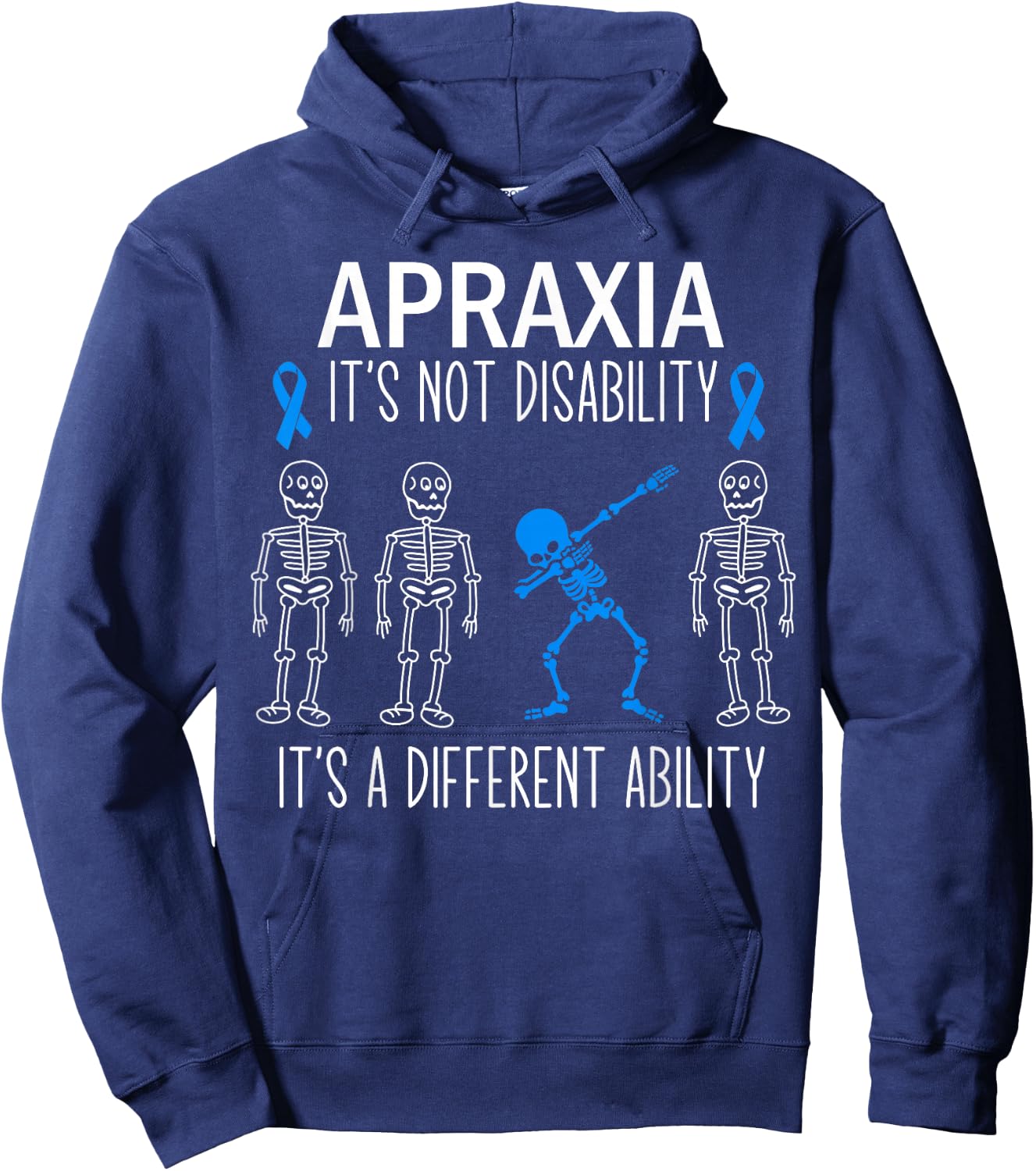 Apraxia Awareness Dabbing Different Ability Blue Ribbon Hoodie - Hoodie | Navy