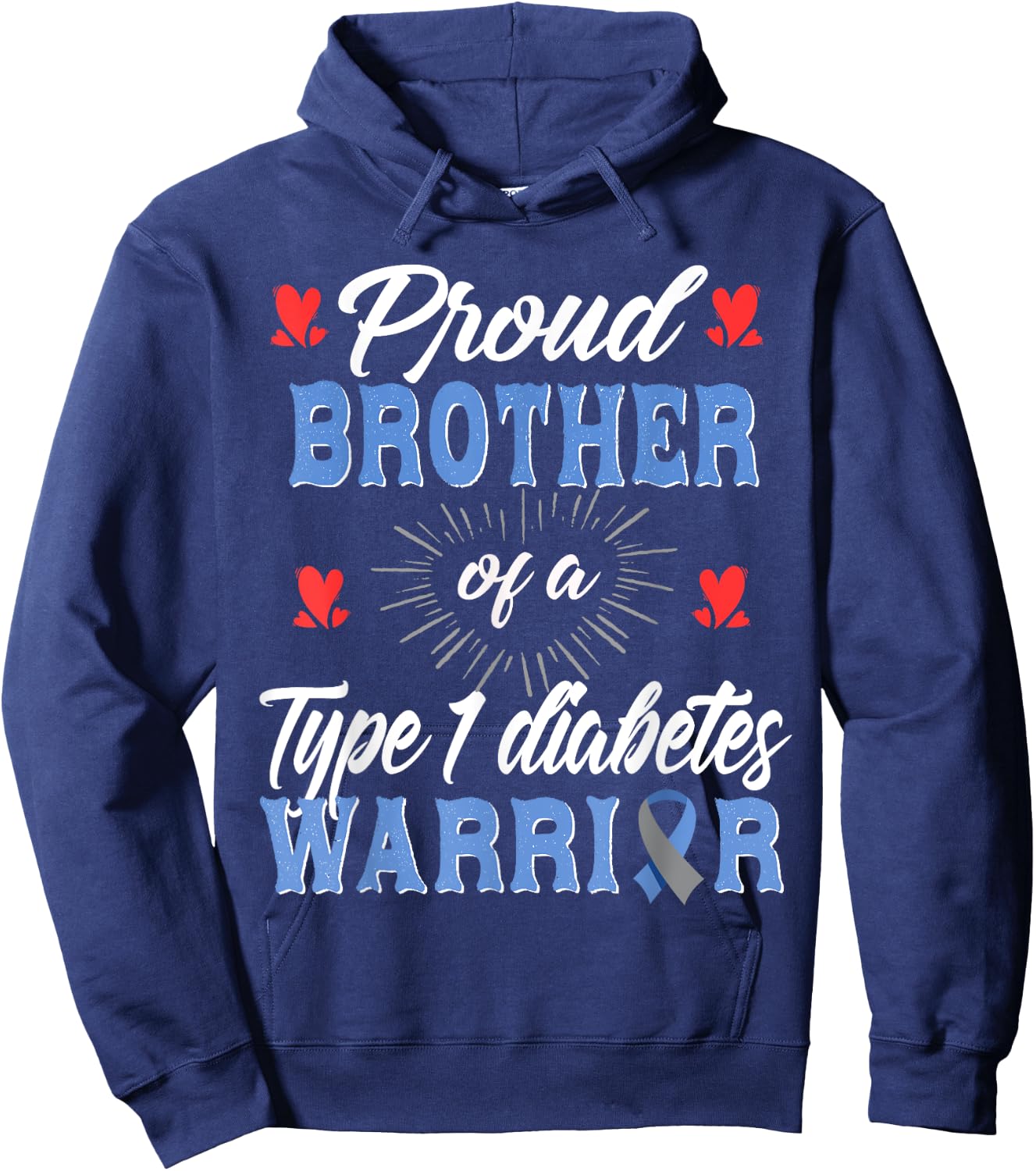 T1D Proud Brother Diabetes Awareness Type 1 Insulin Pancreas Hoodie - Hoodie | Navy