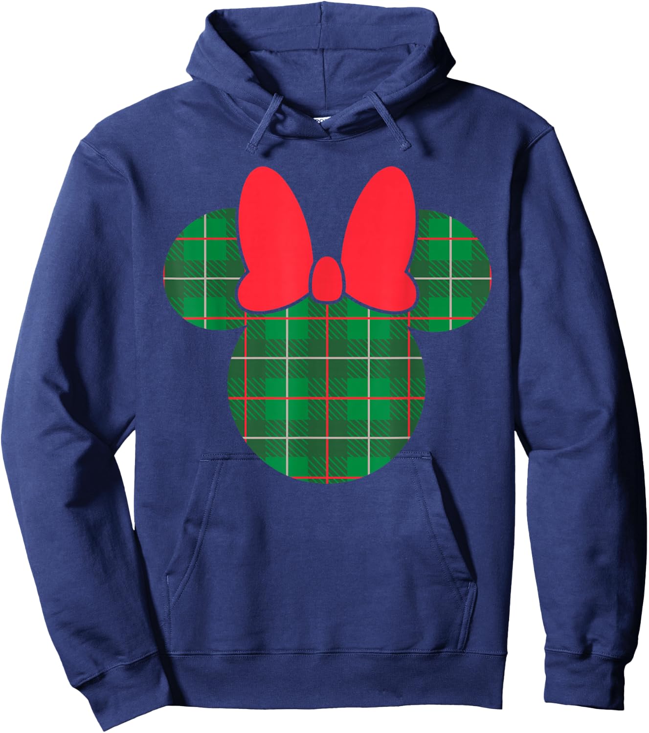 Disney Minnie Mouse Icon Green and Red Holiday Plaid Hoodie - Hoodie | Navy