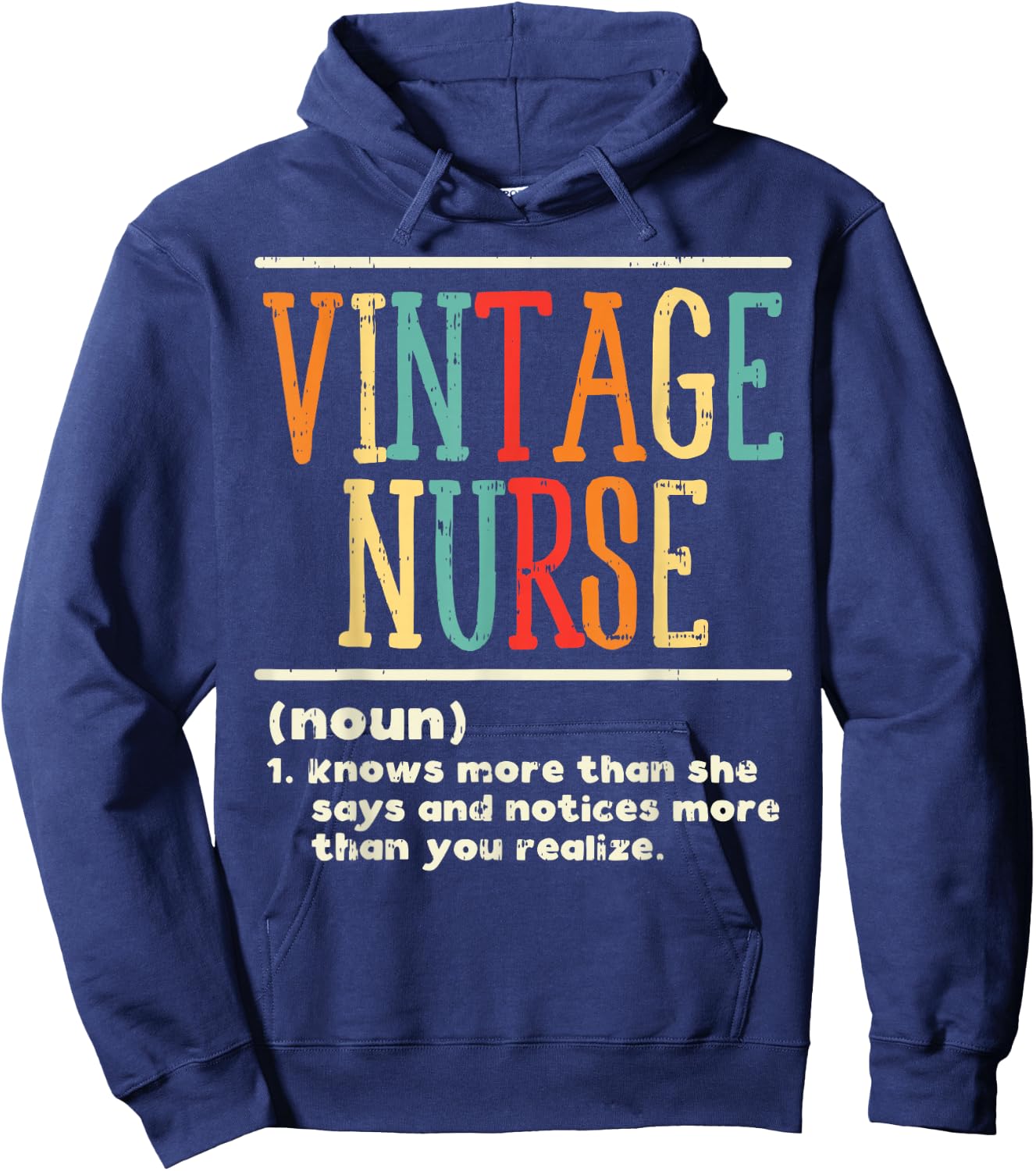 Vintage Nurse Definition Funny Nursing RN ER ED ICU L&D Gift Hoodie - Hoodie | Navy