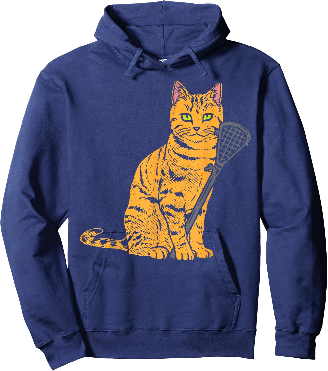 Cat Lacrosse Stick Cute Animal Pet Lax Player Coach Gift Women Kids Hoodie - Hoodie | Navy