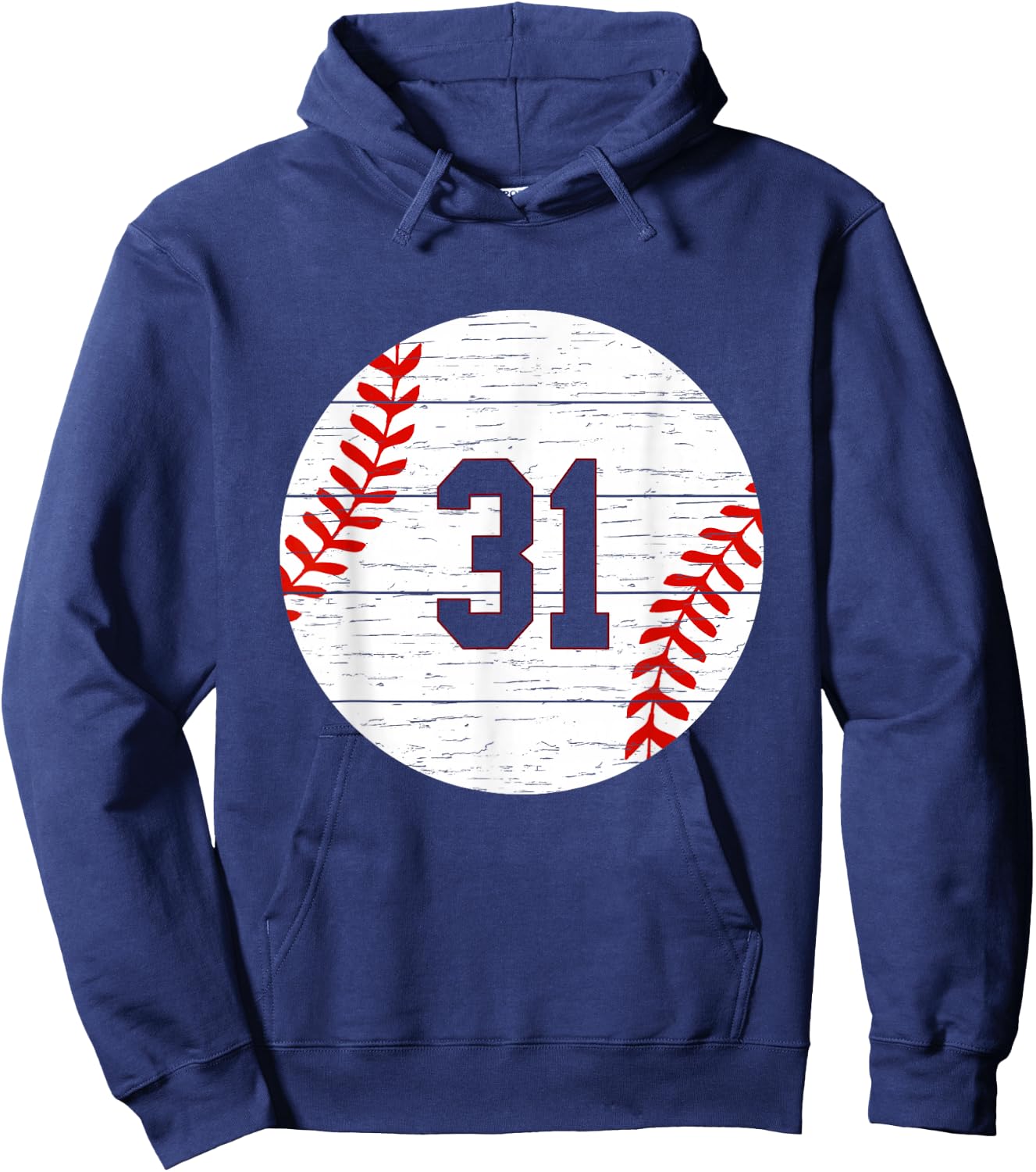 Baseball Number #31 Ball Vintage for Baseball Players Gift Hoodie - Hoodie | Navy