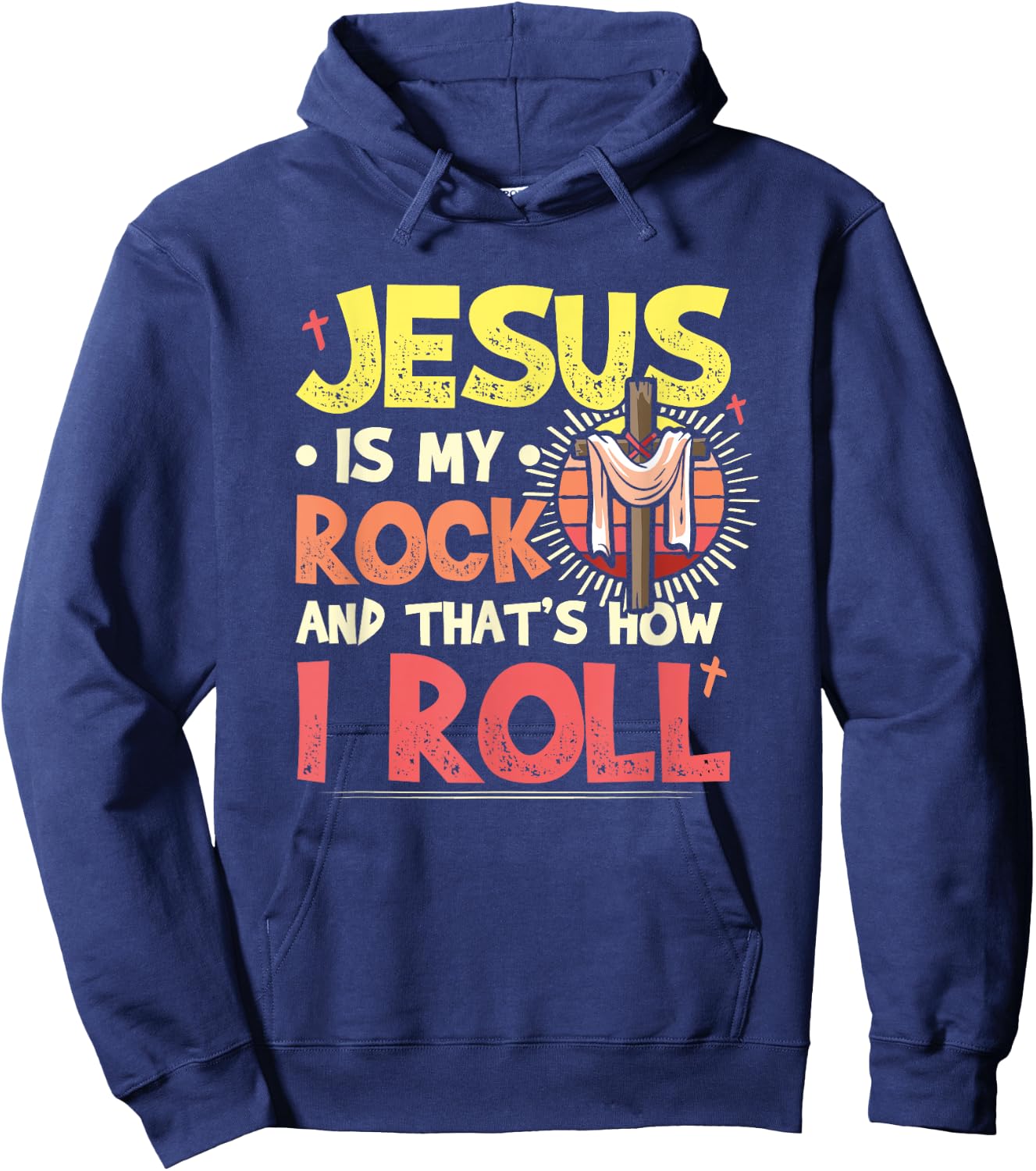 Jesus Is My Rock Bible Faith in God Religion Jesus Hoodie - Hoodie | Navy