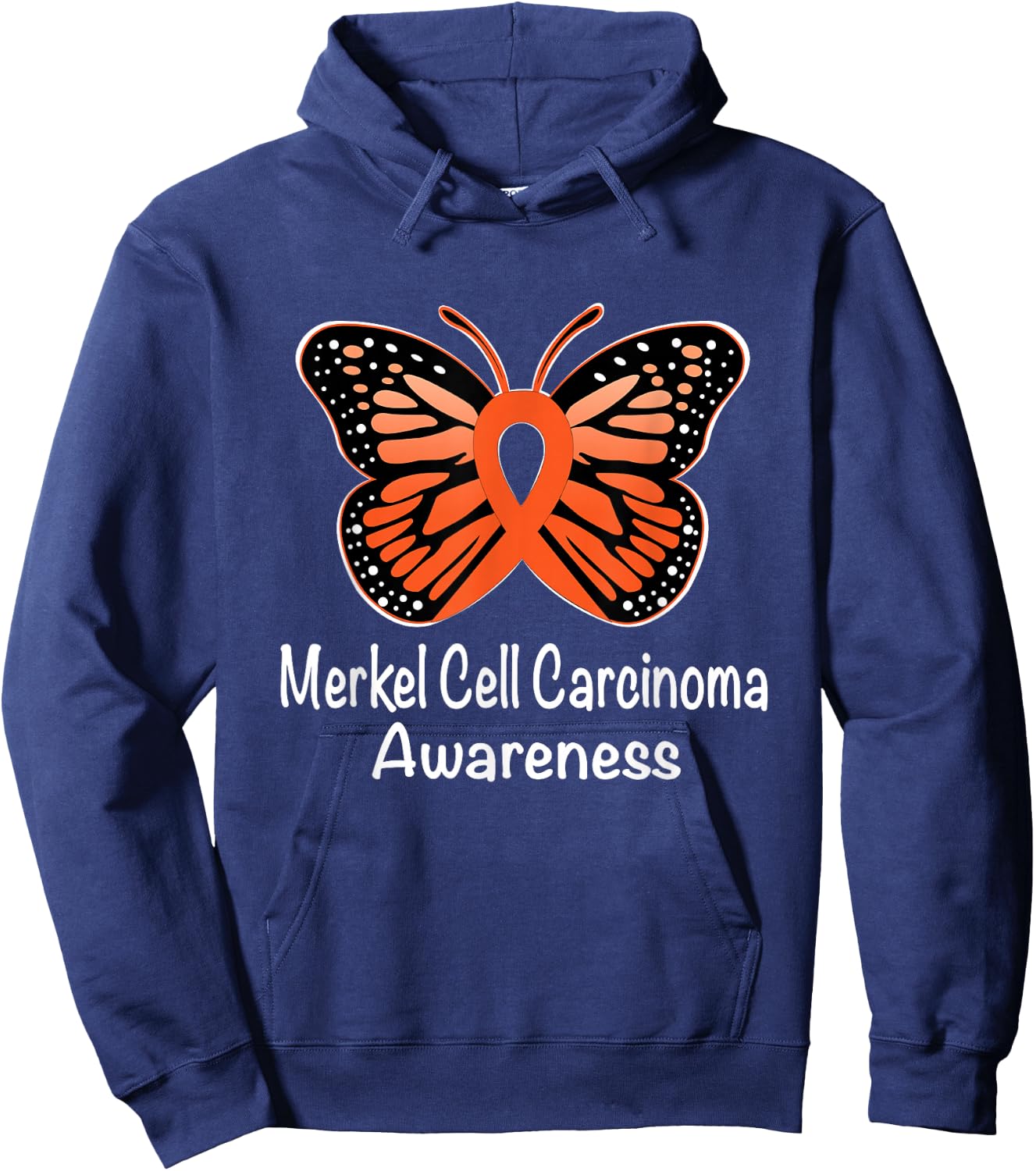 Merkel Cell Carcinoma Awareness Warrior Orange Ribbon Hoodie - Hoodie | Navy