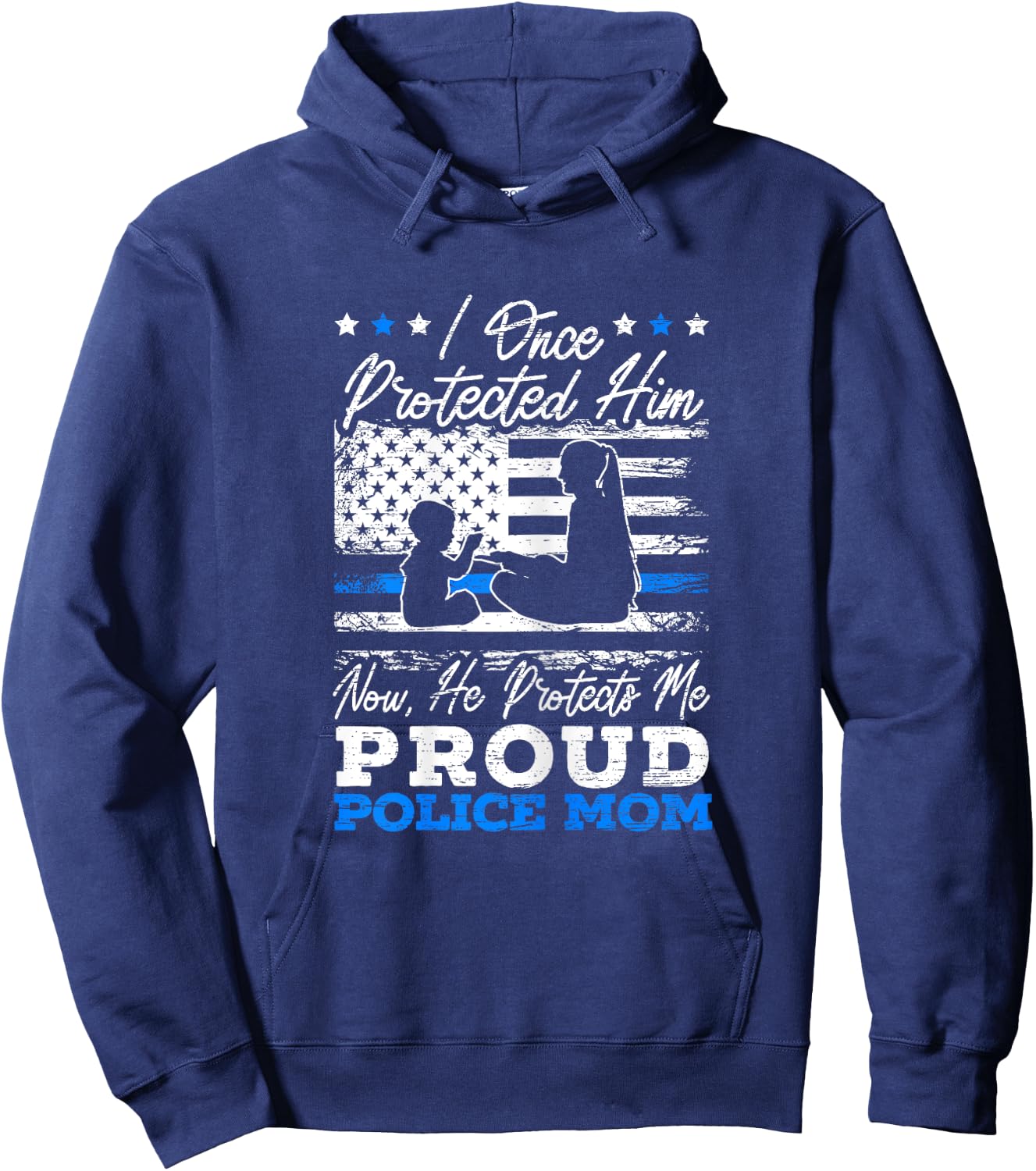 Proud Police Mom Law Enforcement Thin Blue Line Cop Hoodie - Hoodie | Navy