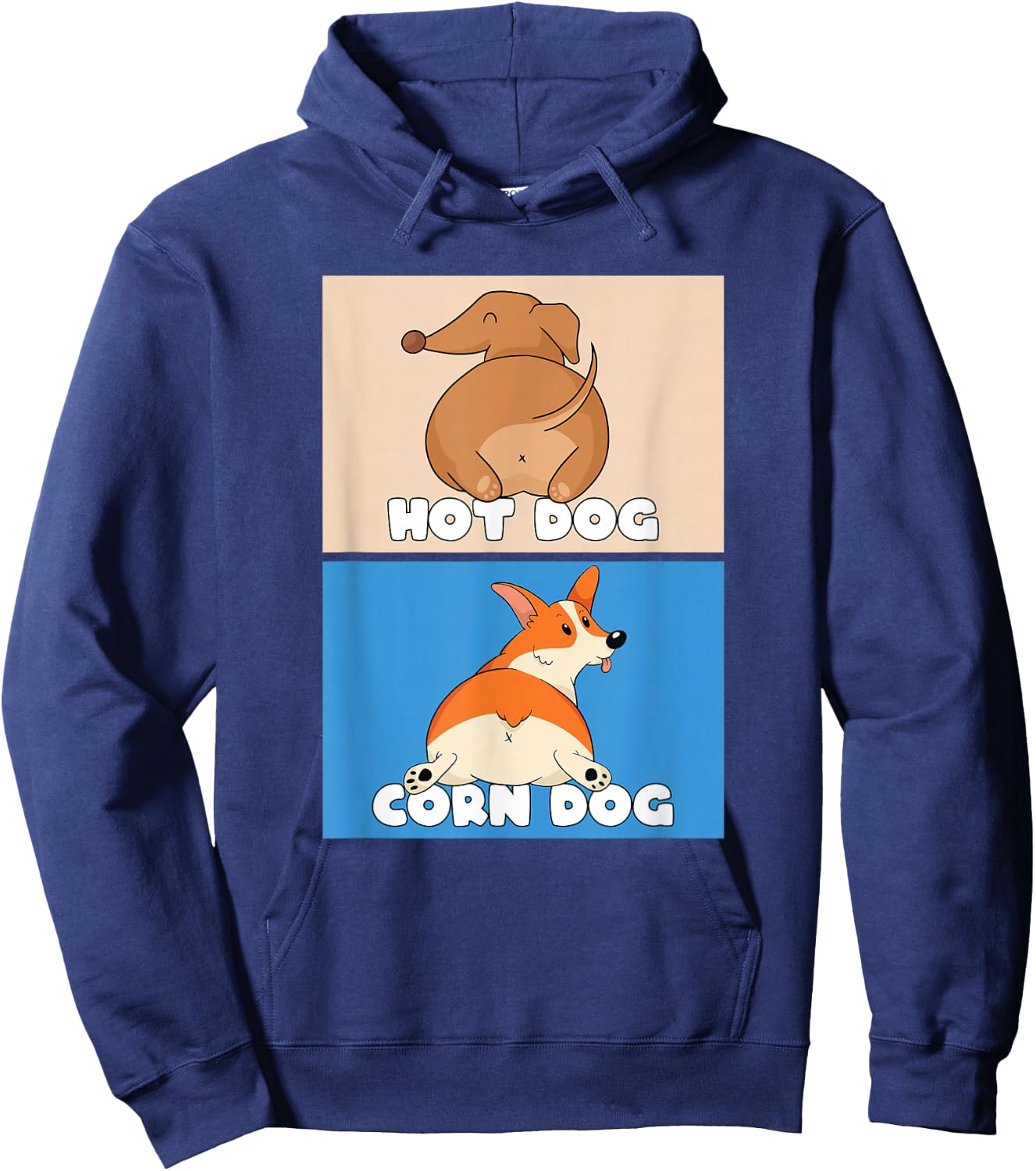 Pembroke Welsh Corgi Corn Dog And Hot Dog Wiener Dachshund Men Women Hoodie - Hoodie | Navy