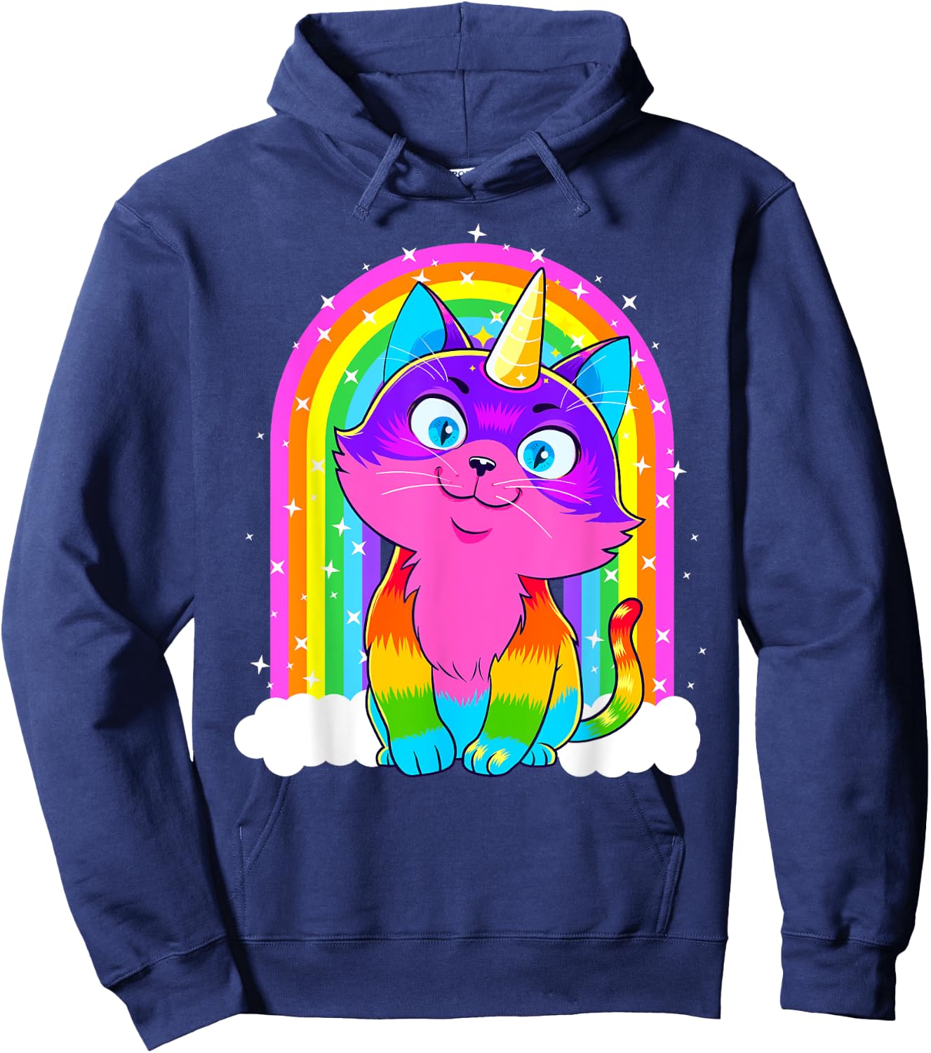 Caticorn Unicorn Cat Rainbow Kittycorn Kitty Gift Girl Women Hoodie - Hoodie | Navy