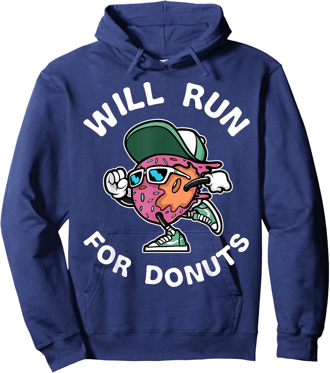 Runner WIll Run For Donuts Funny Runner Marathon Running Hoodie - Hoodie | Navy