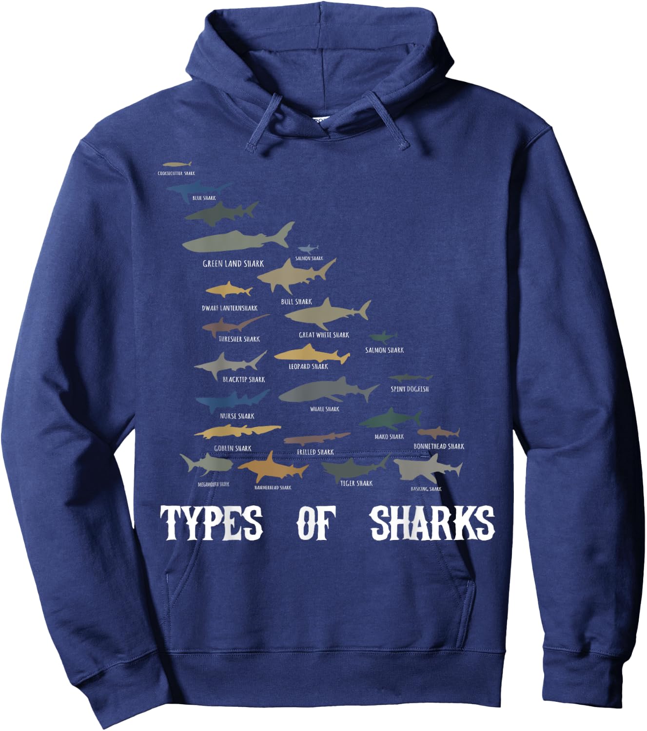 Types of Sharks Shirt, Educational Shark Lover Hoodie - Hoodie | Navy