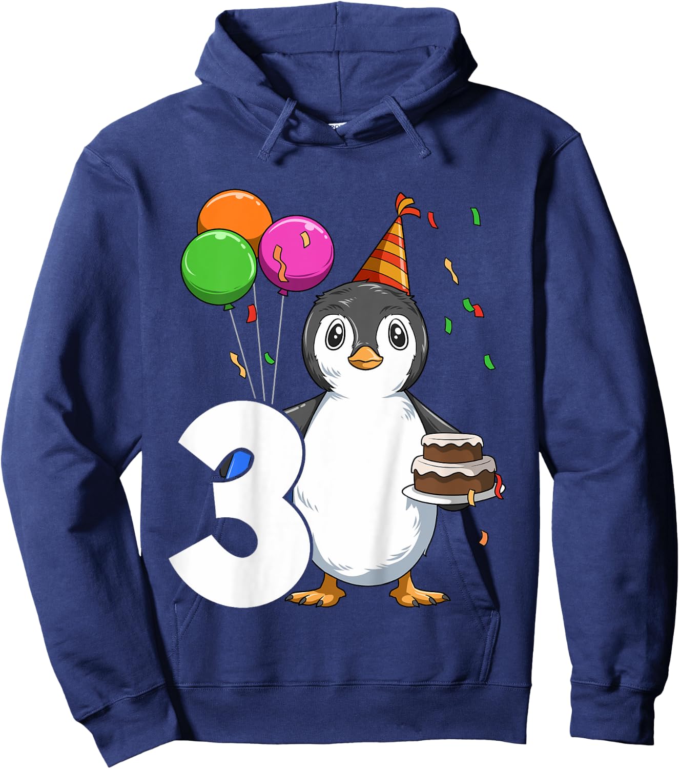 Penguin Birthday 3 Penguin 3rd Birthday Outfit Penguin Party Hoodie - Hoodie | Navy