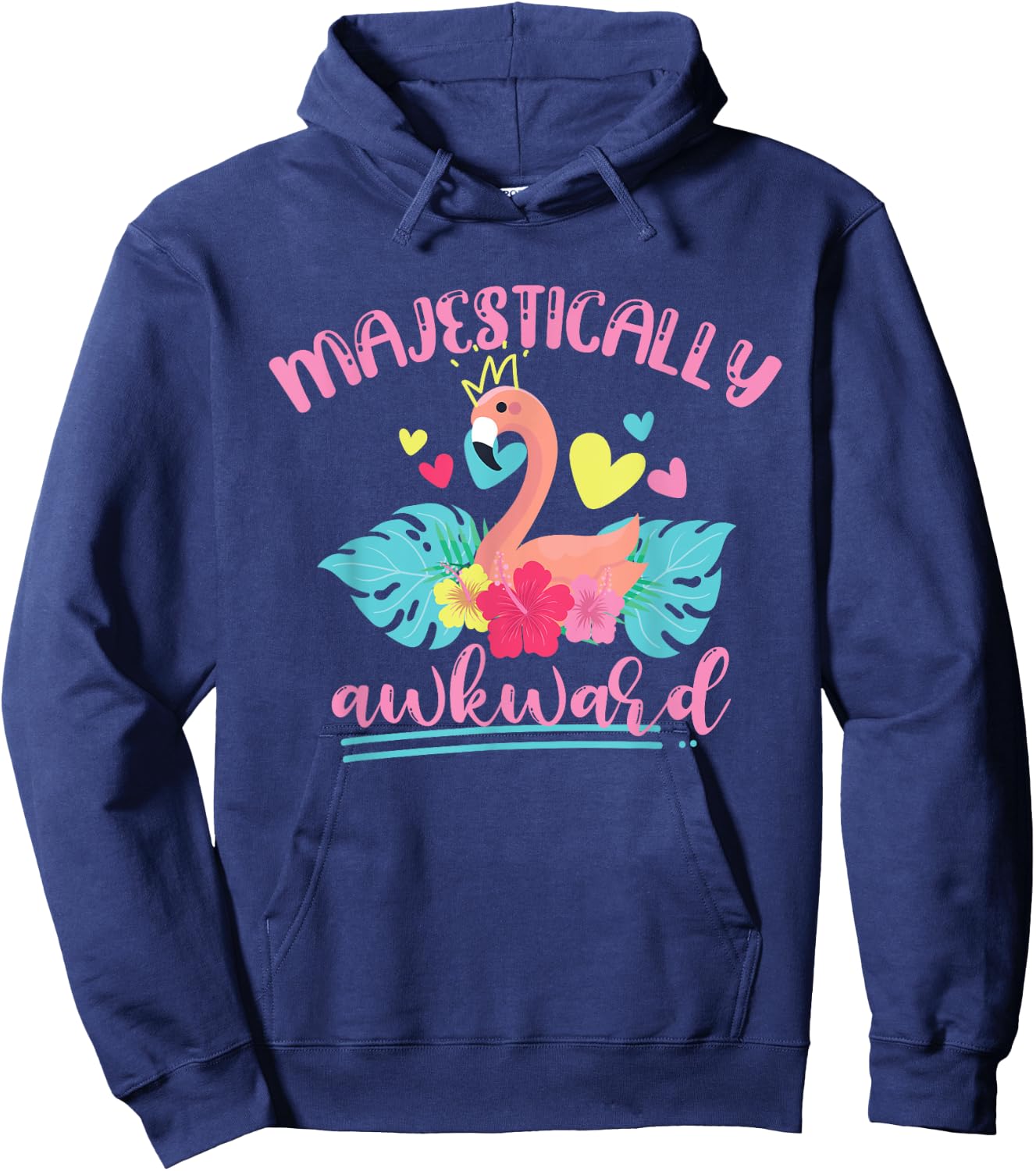 Majestically Awkward Flamingo Hoodie - Hoodie | Navy