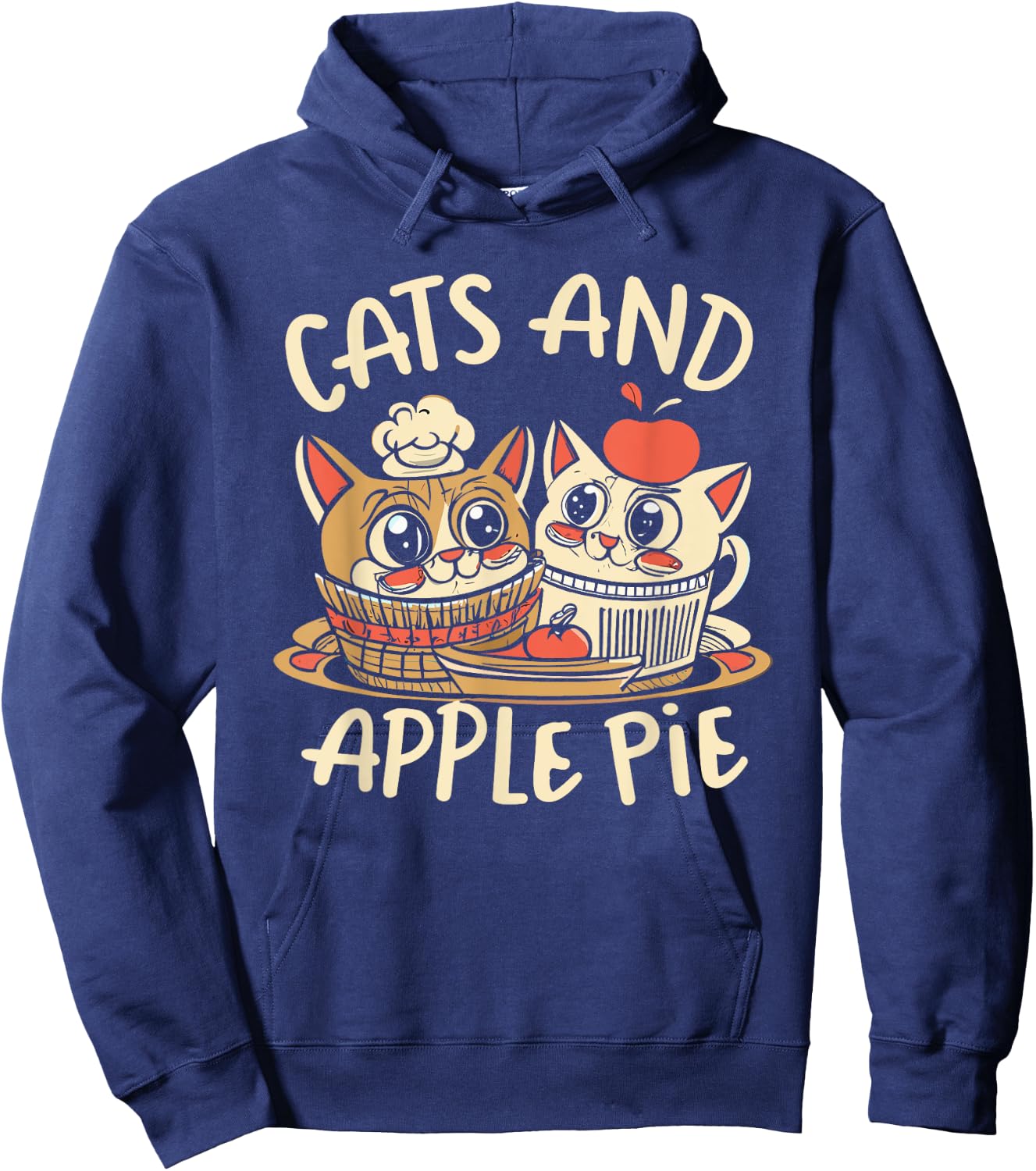 Cats and Apple Pie Funny Sweet Cat Lover Chef Baking Cooking Women Kids Hoodie - Hoodie | Navy