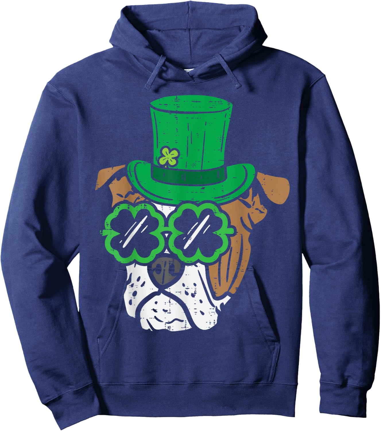 Leprechaun English Bulldog Shamrock St Patricks Day Dog Gift Hoodie - Hoodie | Navy