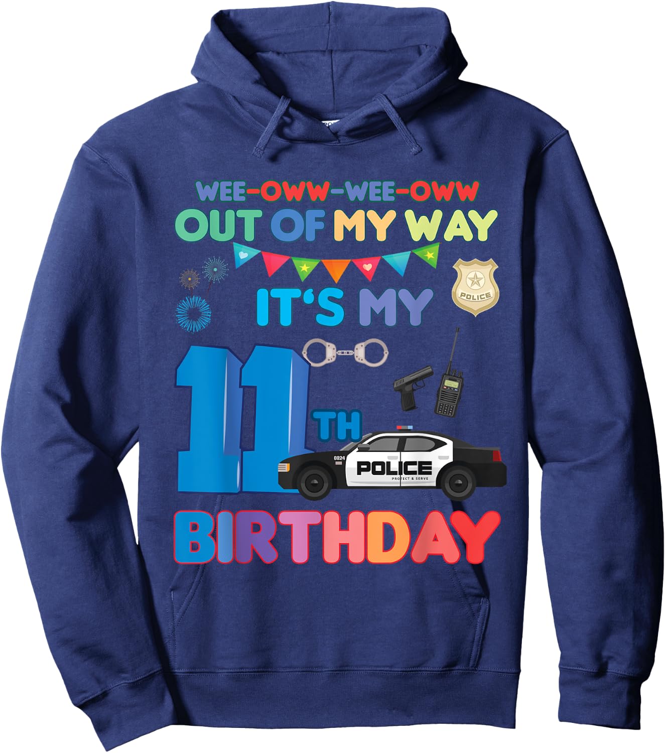 Out of my way it's my 11th birthday Police kids boy Hoodie - Hoodie | Navy