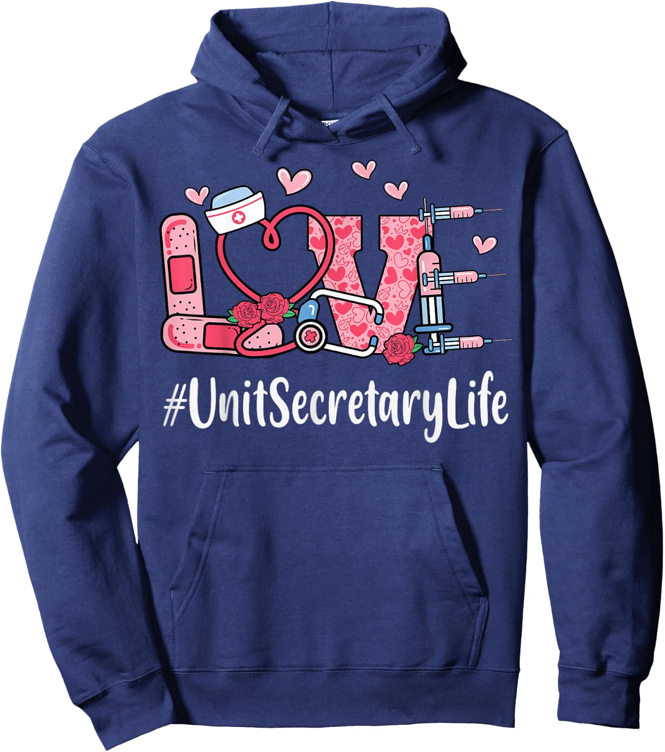 Unit Secretary Love Valentines Day Women Heart Appreciation Hoodie - Hoodie | Navy