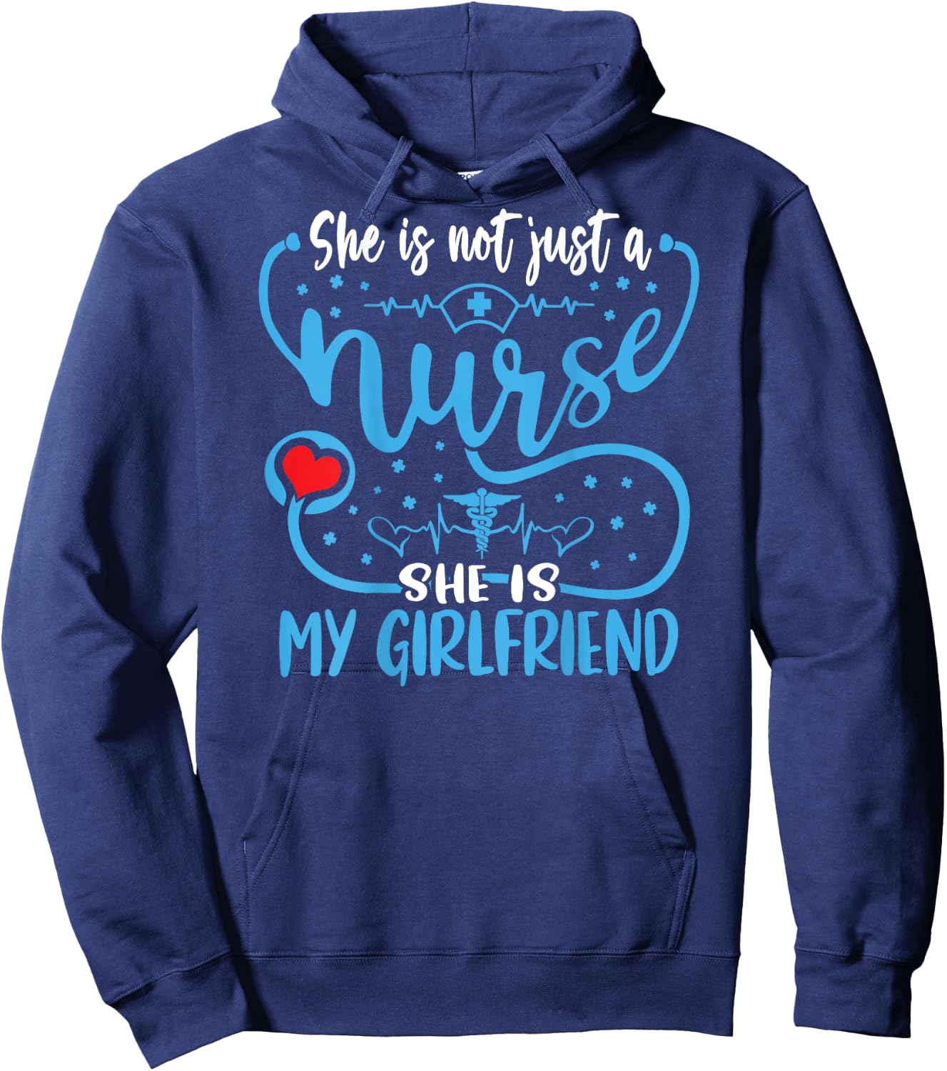 My Girlfriend Is A Nurse Proud Nurse's Boyfriend CNA RN LPN Hoodie - Hoodie | Navy