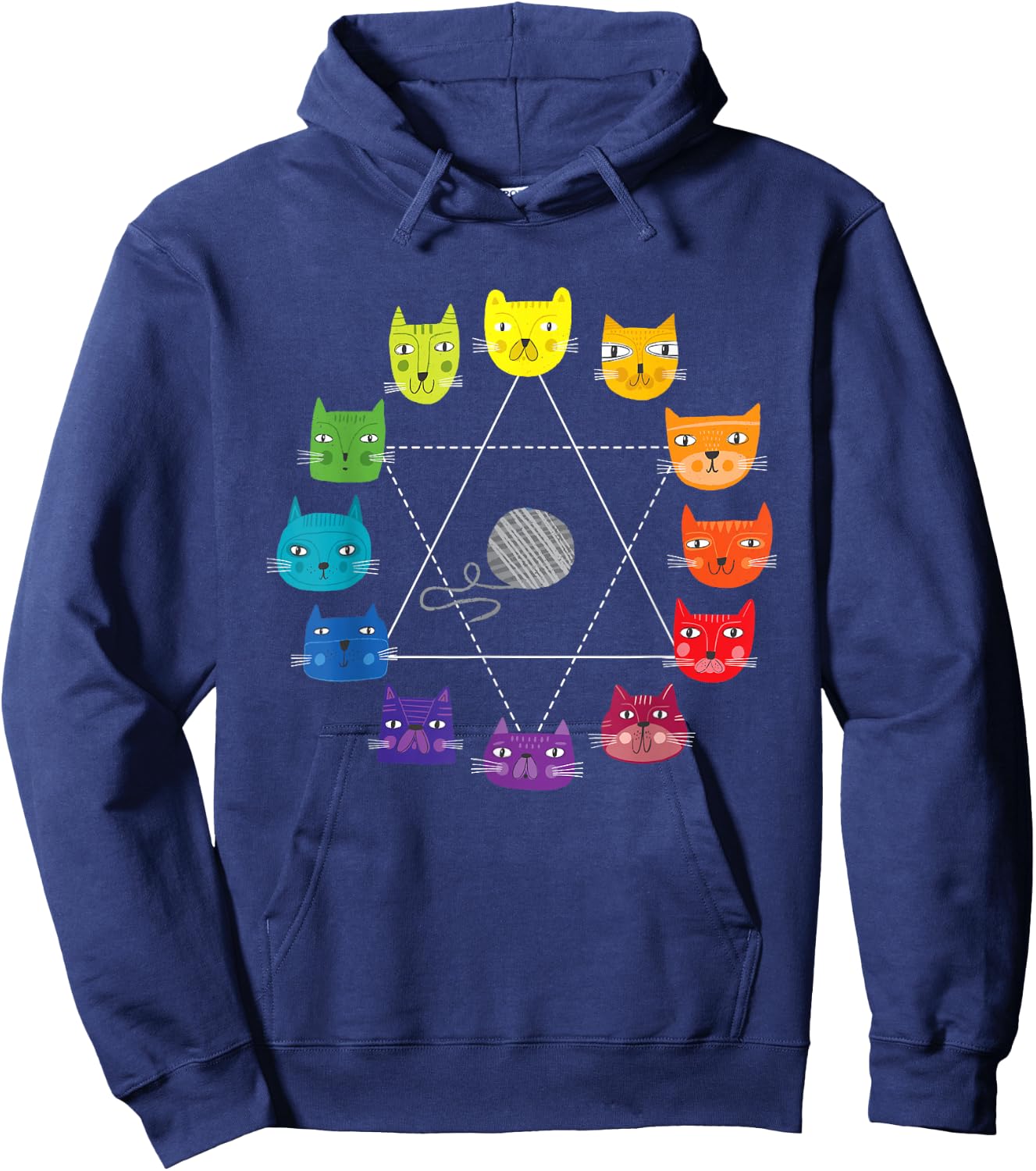 Cat Themed Artist Color Wheel Educational Art Teacher Men Women Kids Hoodie - Hoodie | Navy