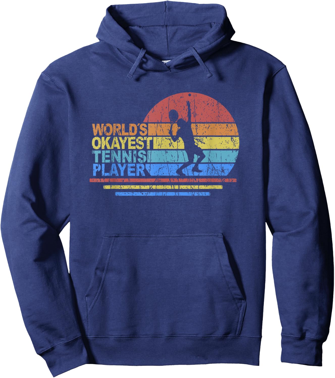 World Okayest Tennis Player Retro Vintage Racket Hoodie - Hoodie | Navy